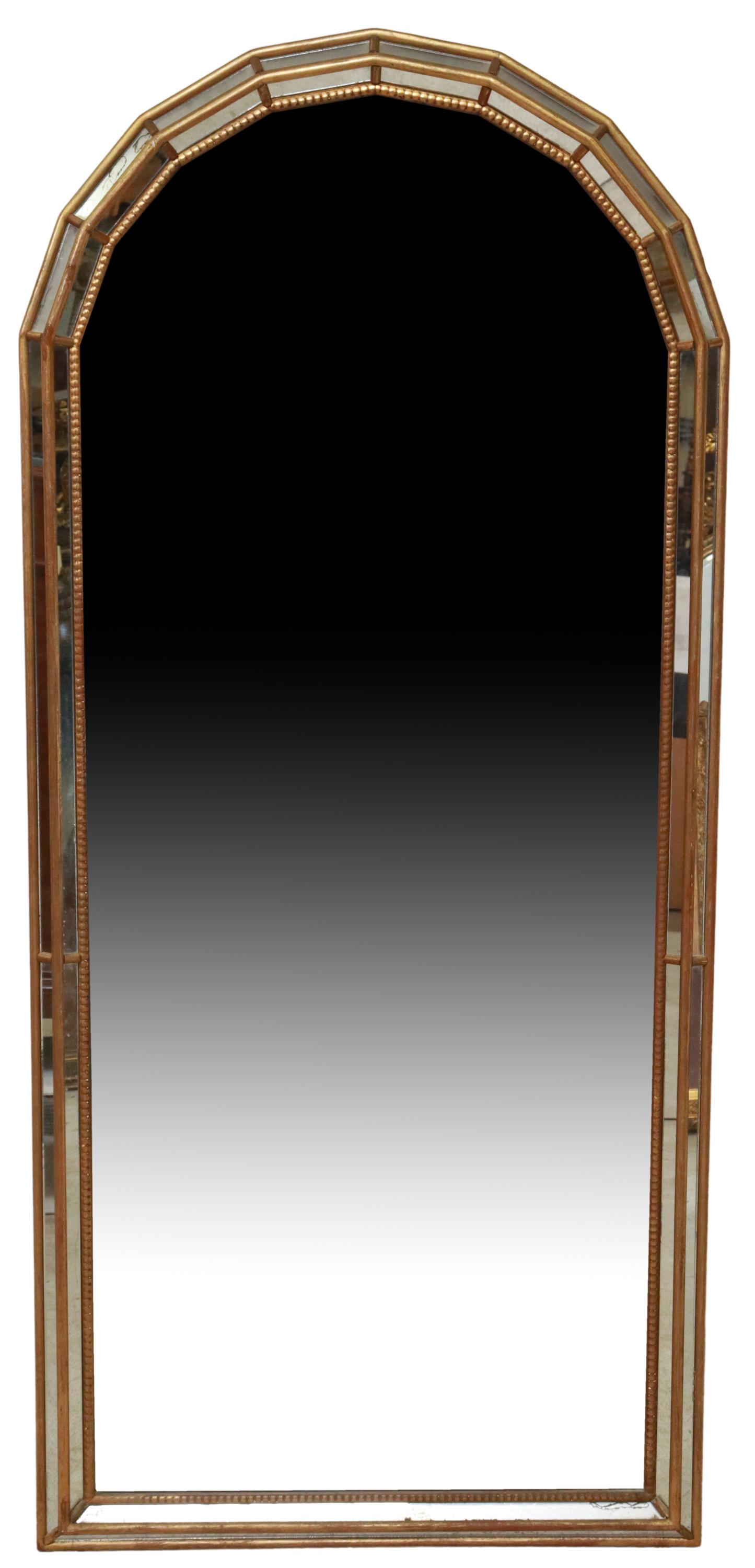GILT PAINTED ARCHED PARCLOSE WALL MIRROR, 61"H (1 of 3)