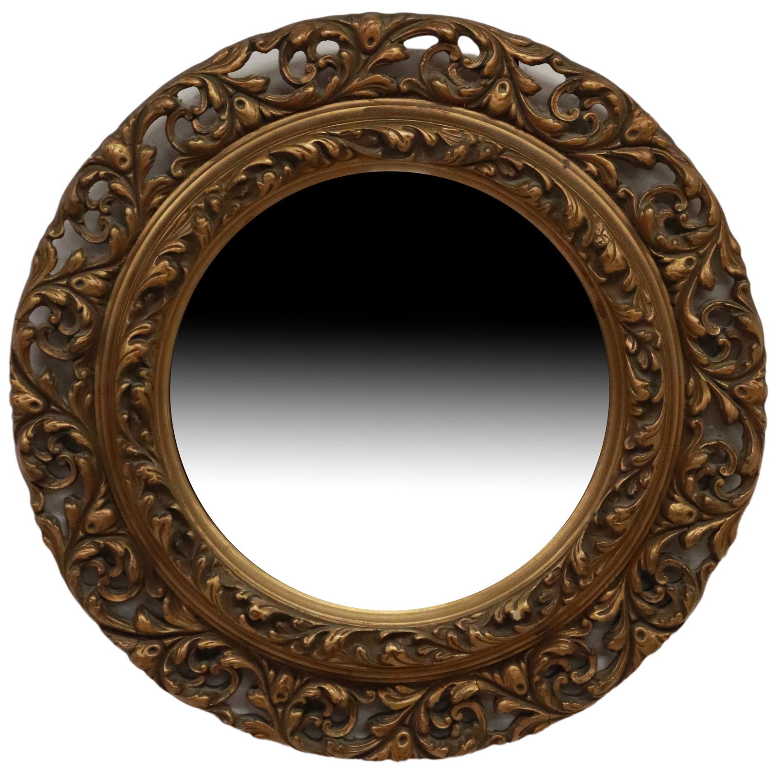ENGLISH ATSONEA GILT ROUND FOLIATE WALL MIRROR (1 of 4)