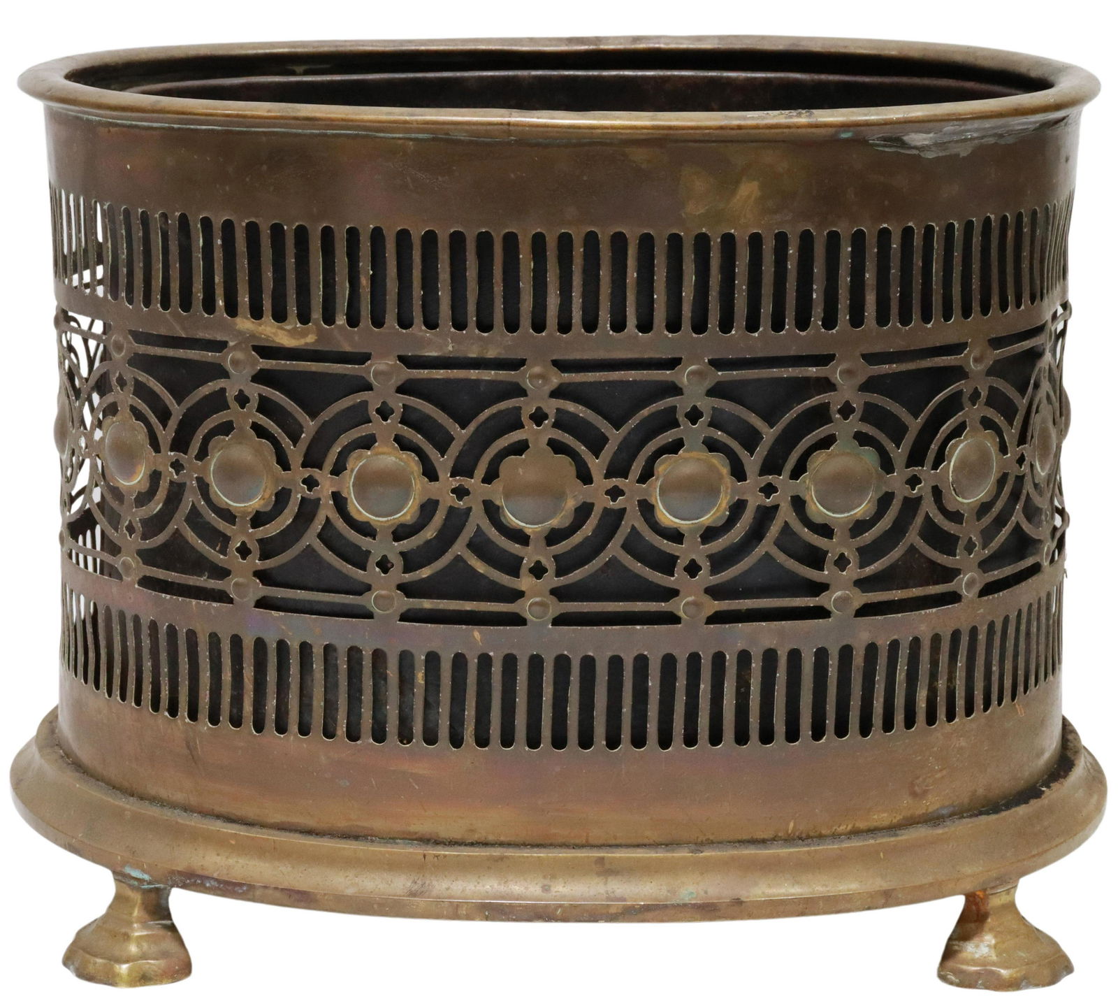 ENGLISH PIERCED BRASS COAL HOD WITH LINER (1 of 3)