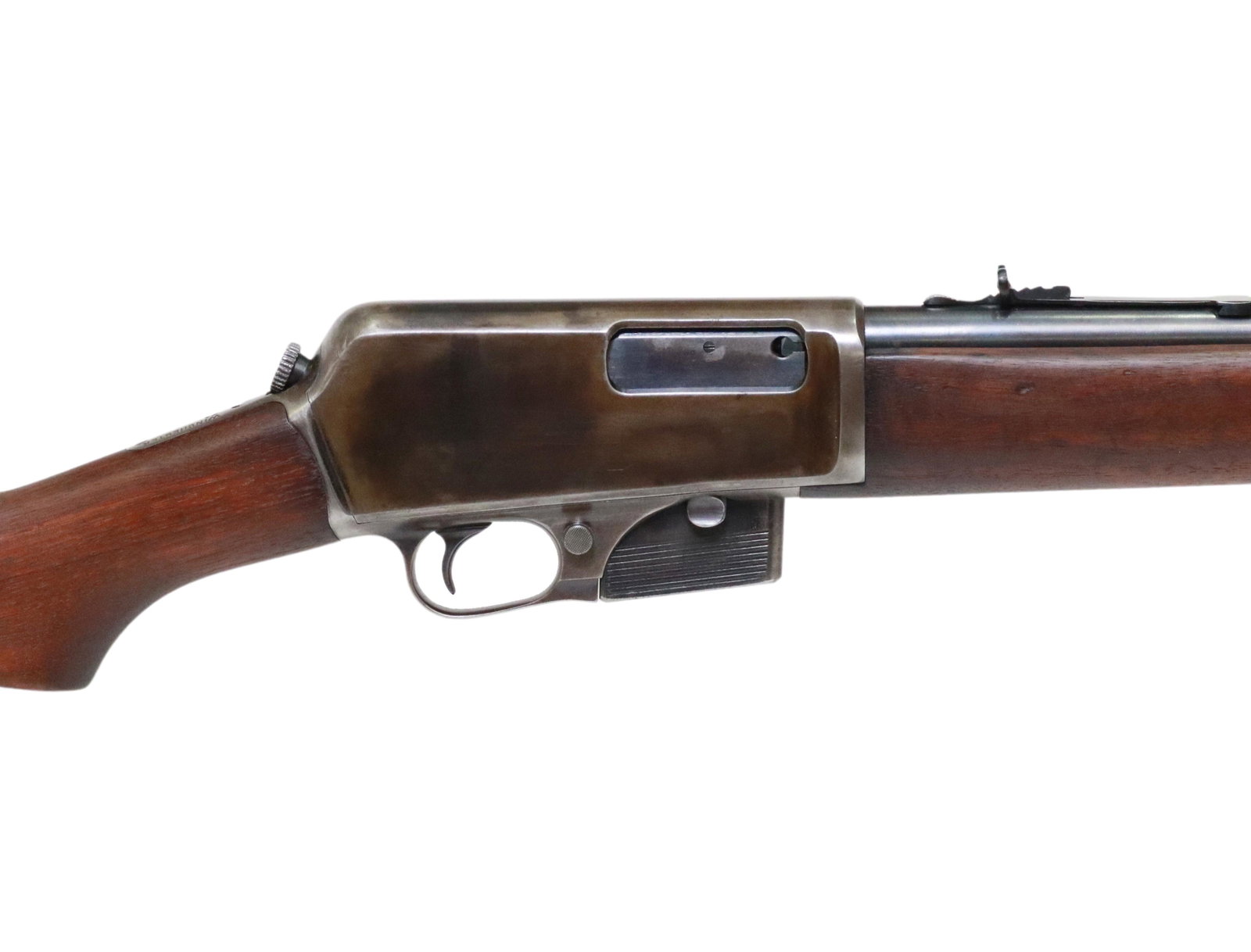 WINCHESTER M1905SL TAKE DOWN .35 CALIBER RIFLE: Winchester Model 1905 S.L.(self loading) take down rifle, mfg. 1913, semi automatic, .35 caliber, 22" round barrel with two line address and last patent date July 5, '10, fixed front sight, adjustable