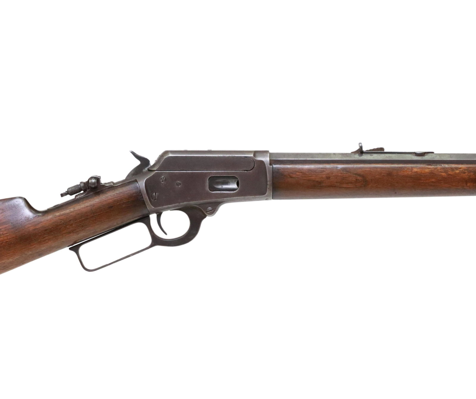 MARLIN MODEL 94 LEVER ACTION, RIFLE, 25-20 CALIBER: Marlin Model 94 rifle, lever action, .25-20 caliber, 24' full octagonal barrel over the full length tubular magazine, fixed front sight, adjustable rear sight, peep sight at upper barrel tang over the