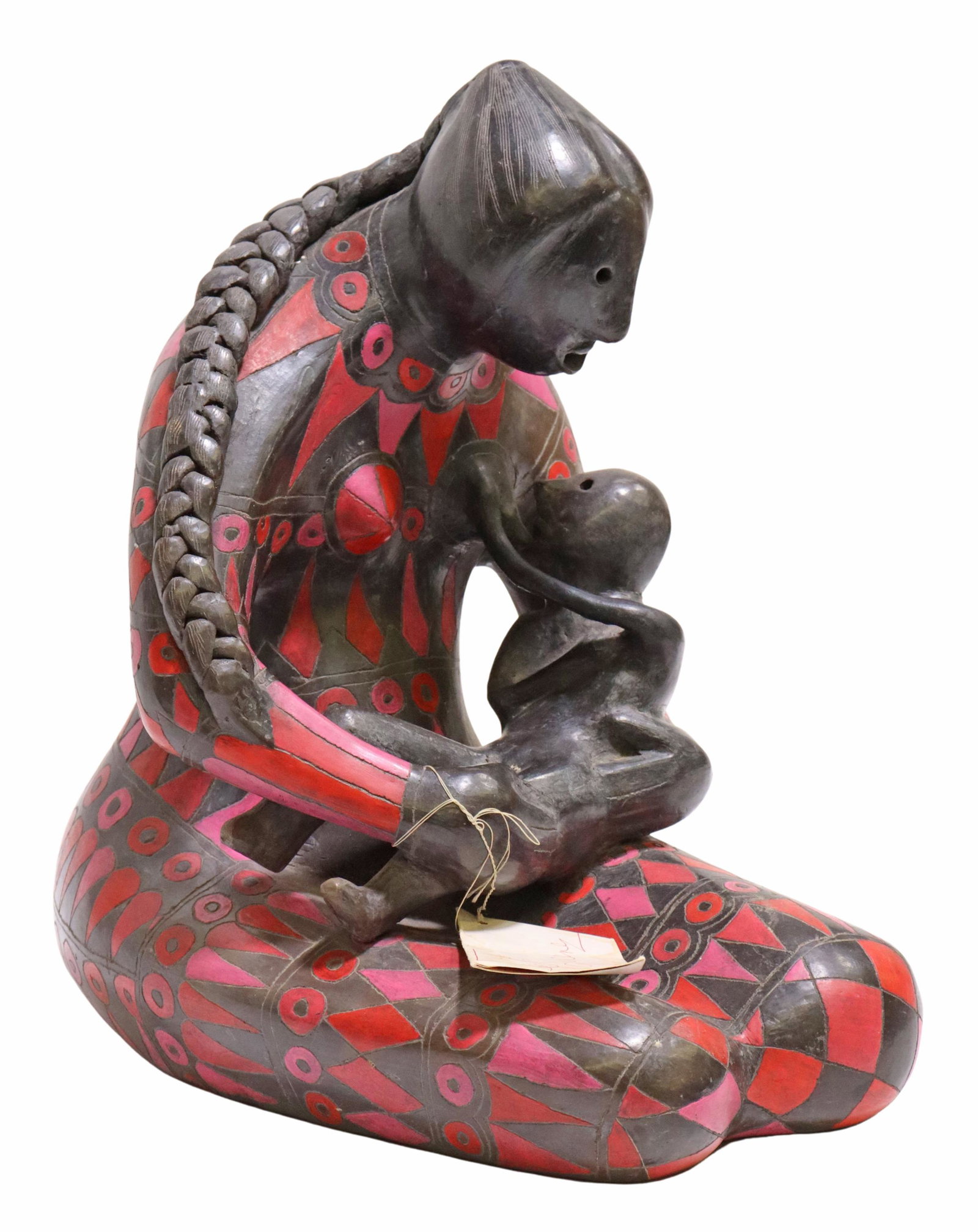 MANUEL FELGUEREZ (D.2020) CERAMIC MOTHER & CHILD: Painted ceramic sculpture, Mother and Child, Manuel Felguerez (Mexican, 1928-2020), approx 15.5"h, 13"w, 15"d, 15lbs **Provenance: From the estate of Margaret "Candy" Becker (Austin, Texas 1942-2022).