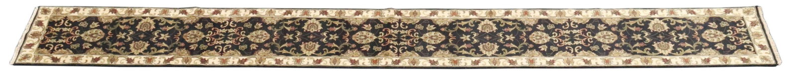 HAND-TIED INDO-JAIPOUR RUNNER, 22'2" X 2'7": Hand-tied Indo-Jaipour runner, approx 22'2"l, 2'7"w Start Price: $150.00