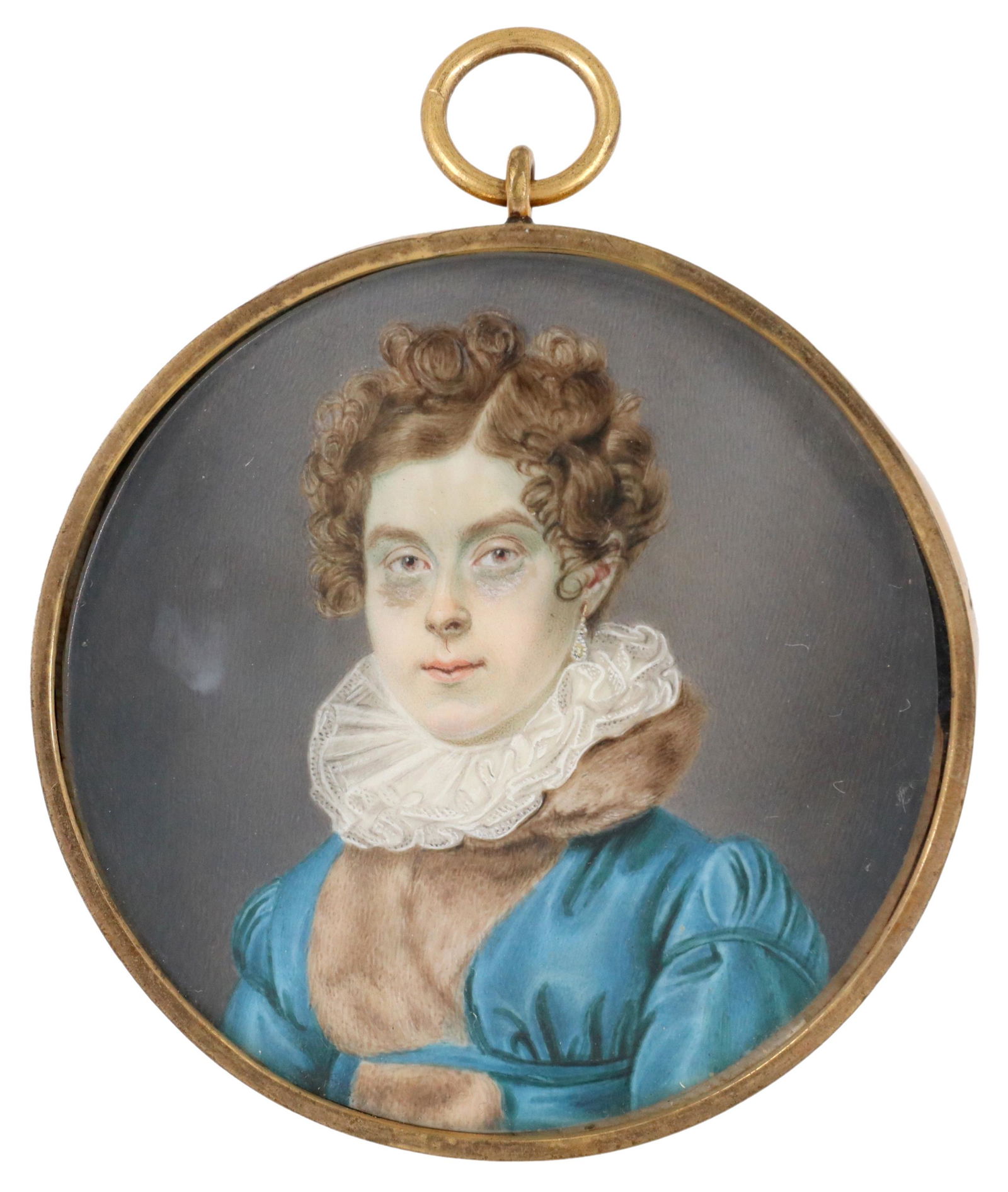 WATERCOLOR PORTRAIT MINIATURE OF A YOUNG WOMAN (1 of 3)