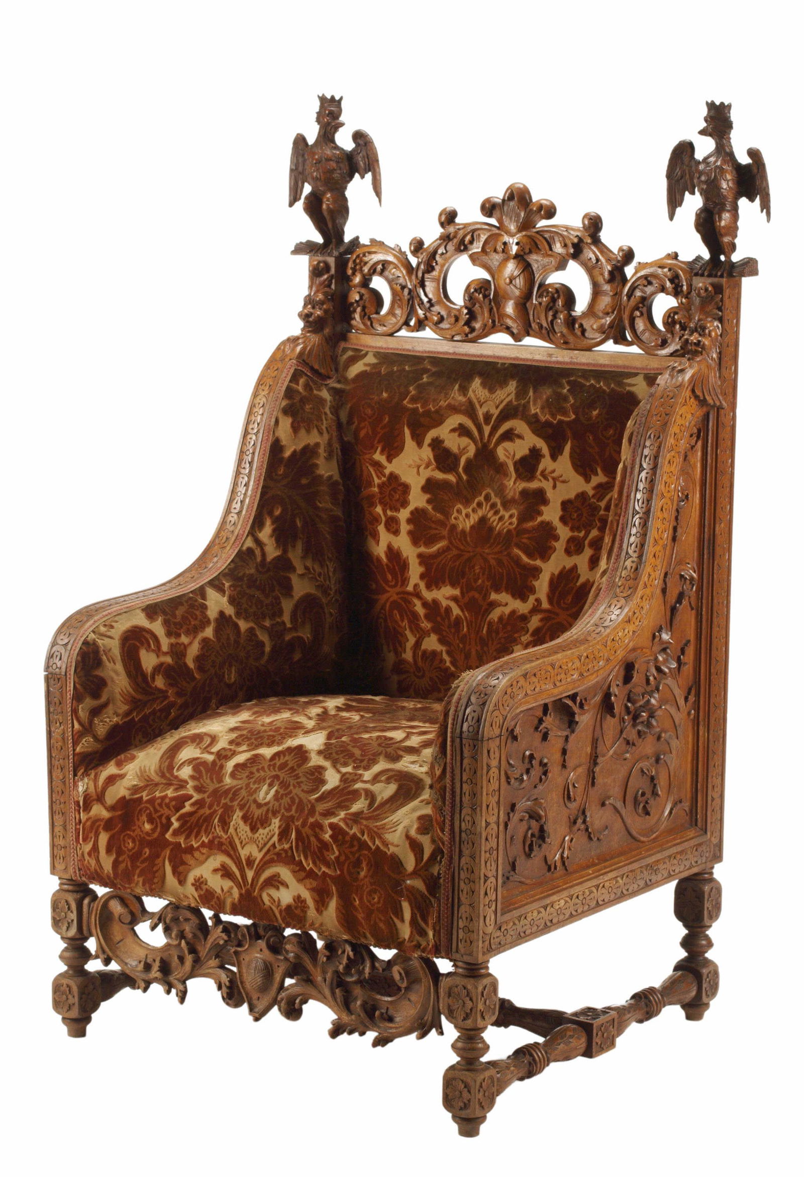 AUSTRIAN CARVED THRONE CHAIR, 19TH C. (1 of 5)