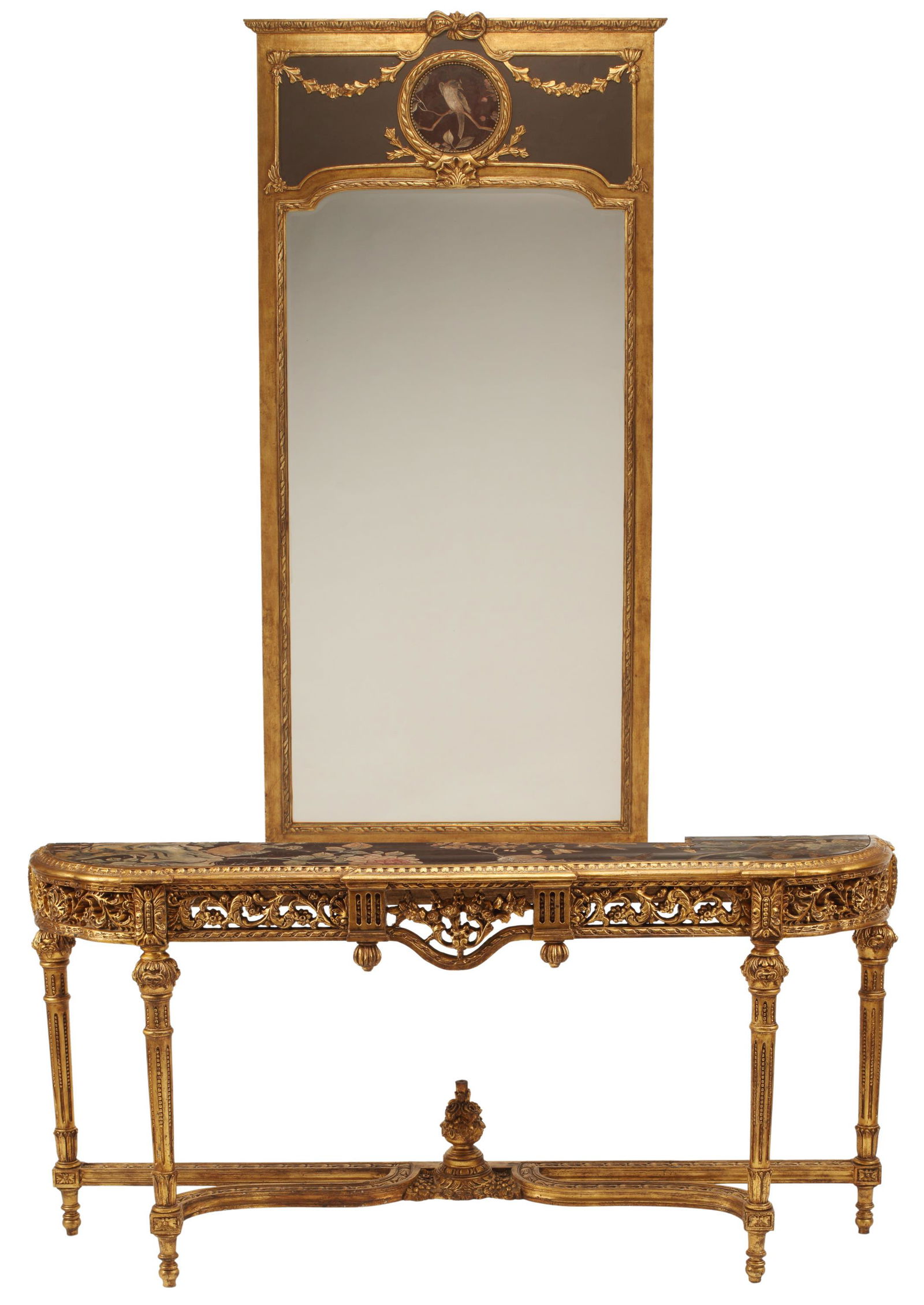 LOUIS XVI STYLE GILTWOOD CONSOLE TABLE & MIRROR (1 of 7)