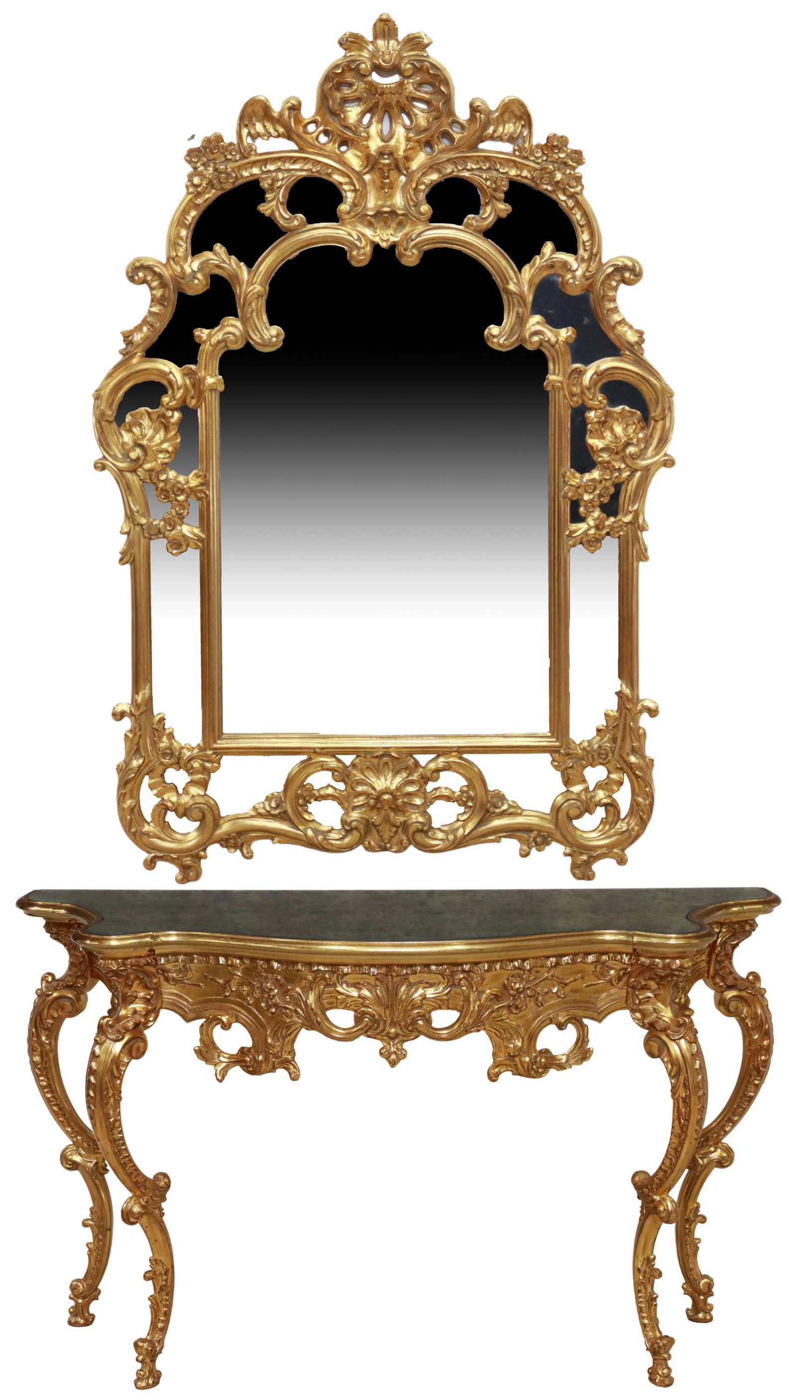 LOUIS XV STYLE GILT MIRRORED CONSOLE TABLE (1 of 6)