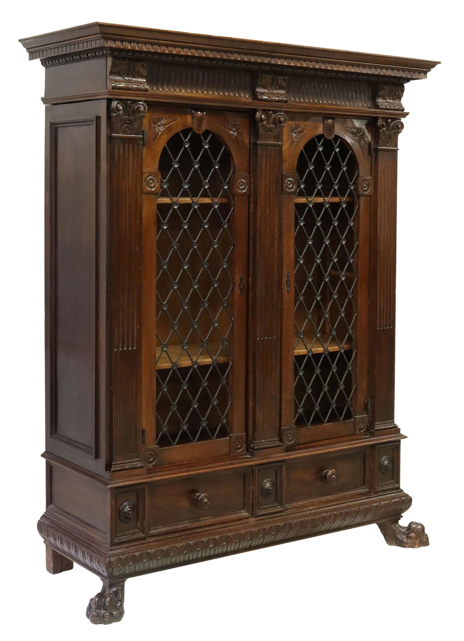 ITALIAN RENAISSANCE REVIVAL WALNUT BOOKCASE (1 of 6)