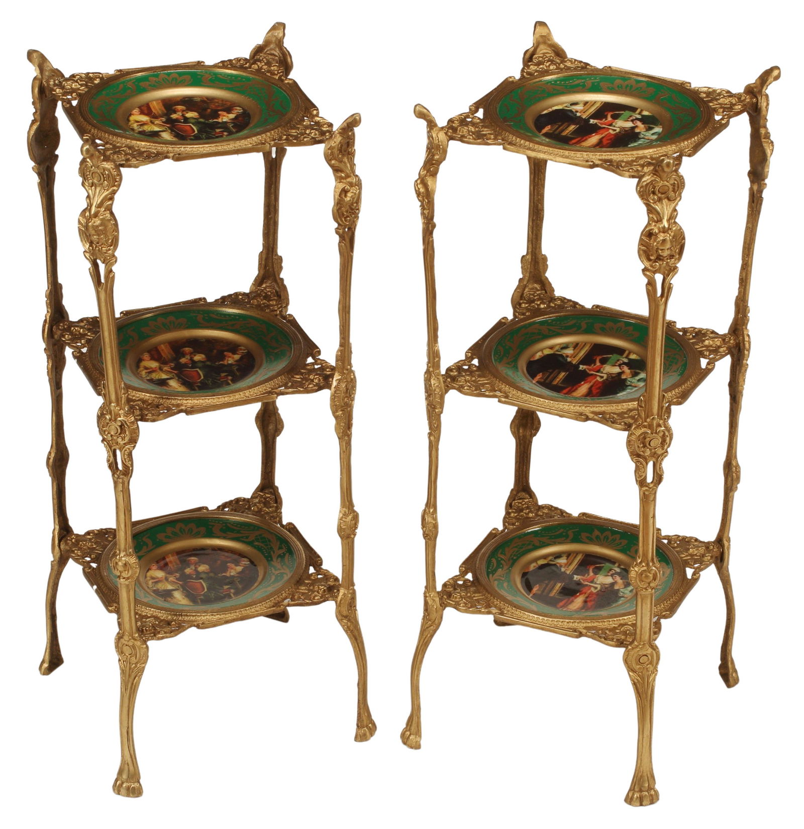 (2) ORMOLU MOUNTED PORCELAIN THREE-TIER ETAGERES (1 of 4)