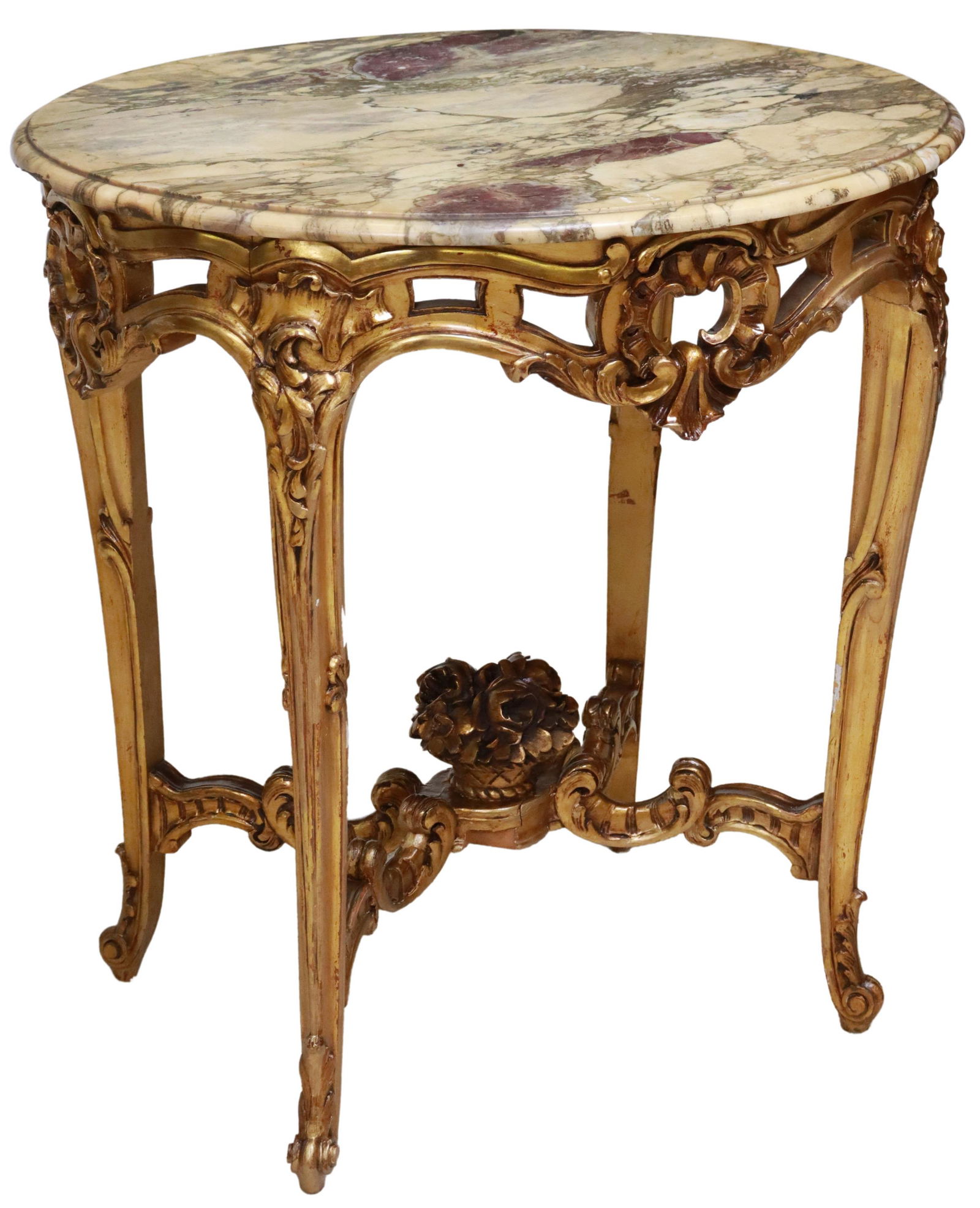 LOUIS XV STYLE MARBLE-TOP GILTWOOD SIDE TABLE (1 of 4)