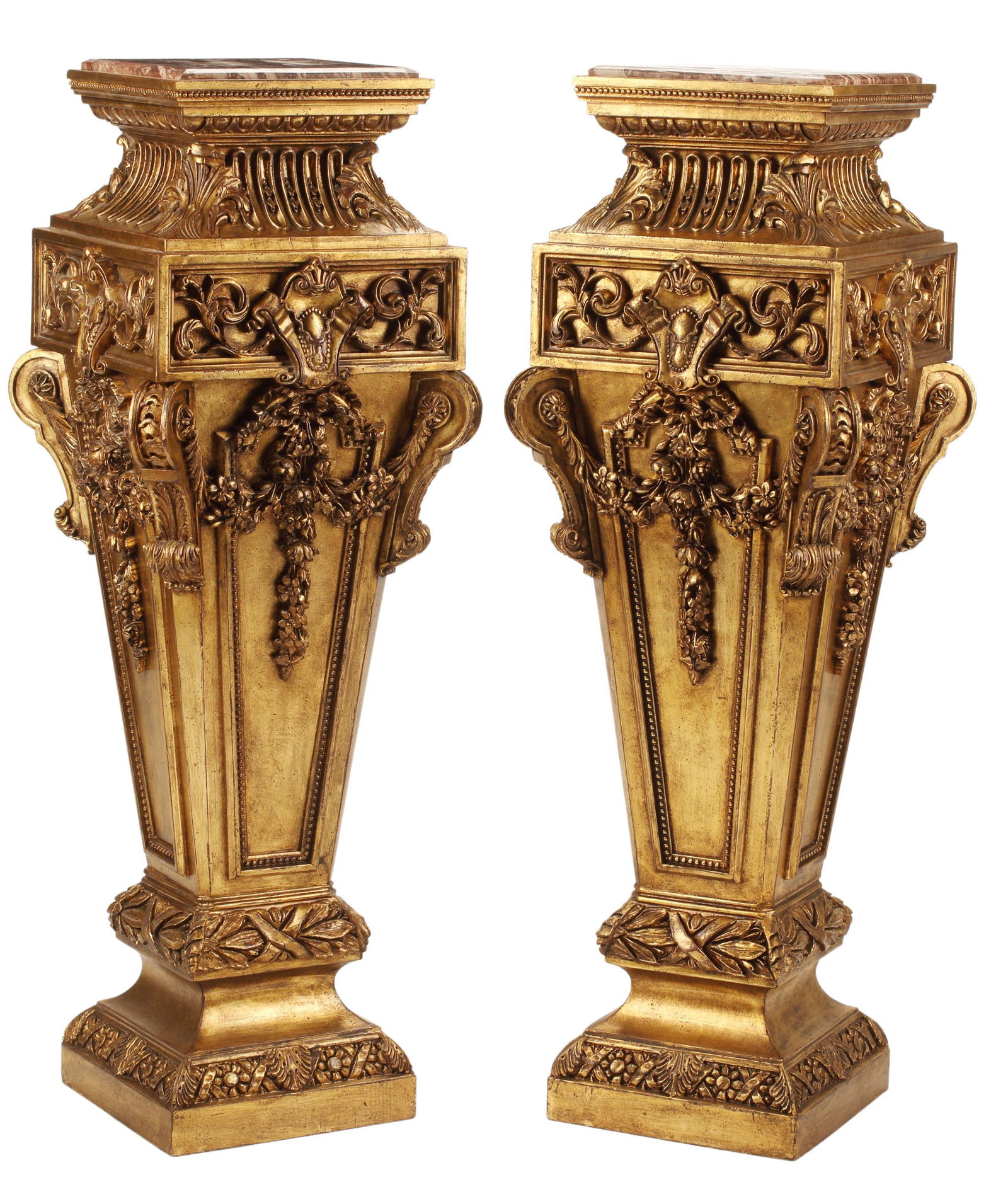 (2) REGENCE STYLE MARBLE-TOP GILTWOOD PEDESTALS (1 of 4)