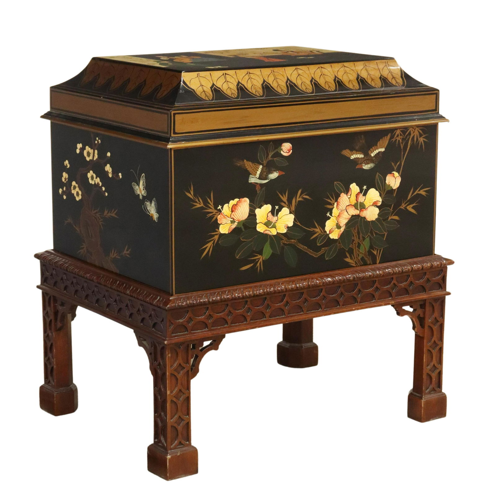 MAITLAND-SMITH CHINOISERIE BOX & FRET CARVED STAND (1 of 8)