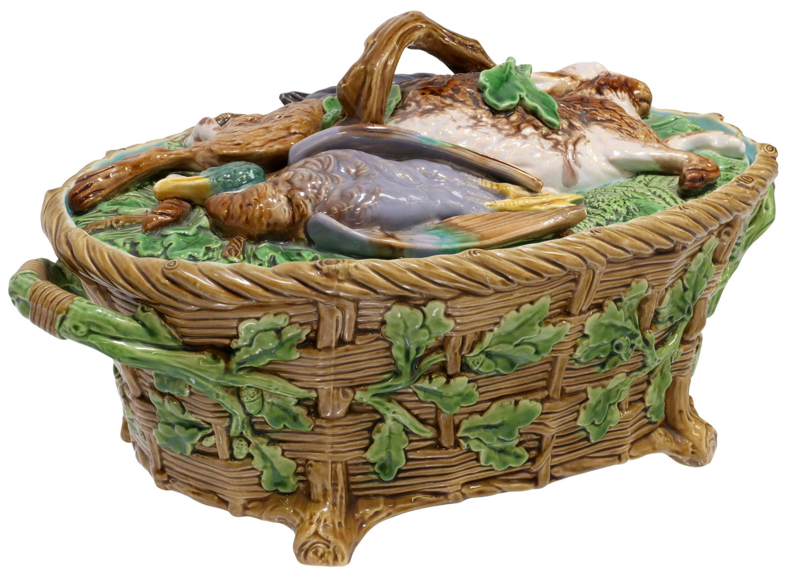 ENGLISH VICTORIAN MINTON MAJOLICA GAME-PIE DISH (1 of 6)