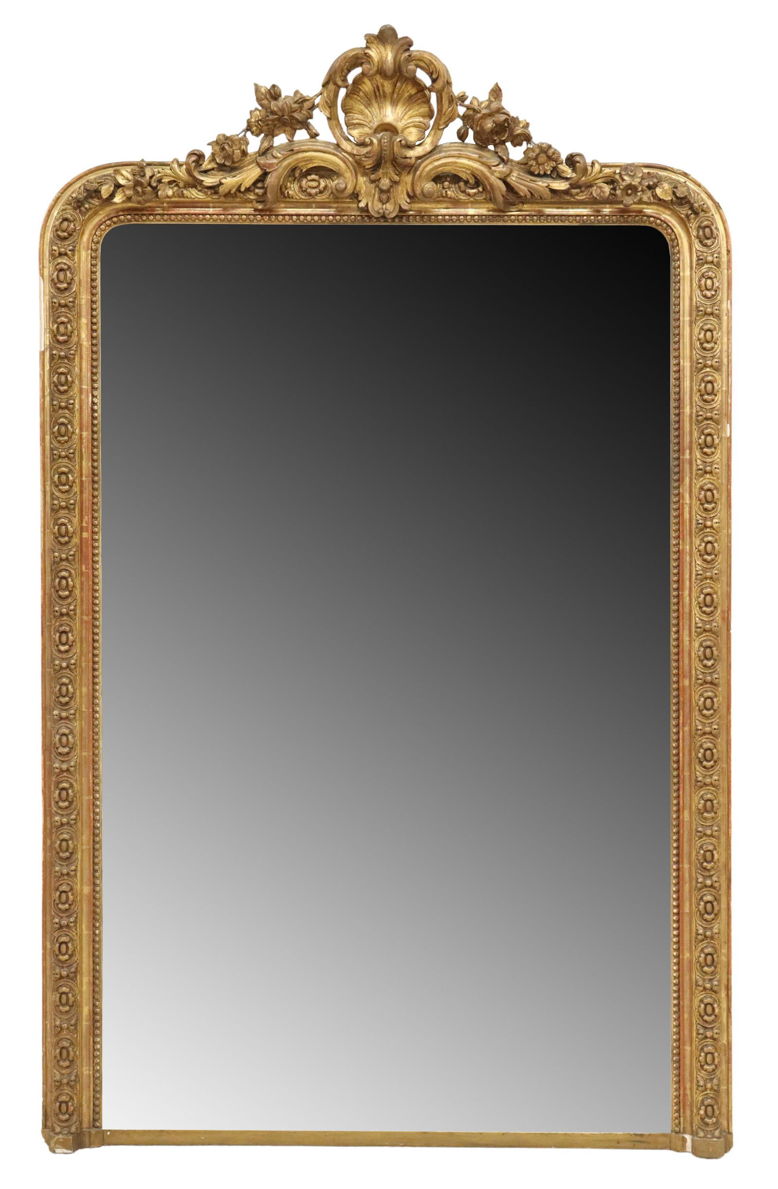FRENCH LOUIS XV STYLE GILTWOOD MIRROR, 76.5" X 49" (1 of 3)