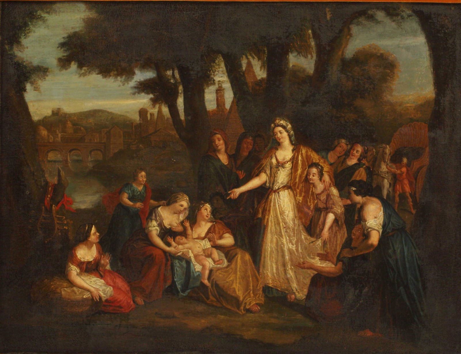 CONTINENTAL SCHOOL PAINTING FINDING OF MOSES (1 of 3)