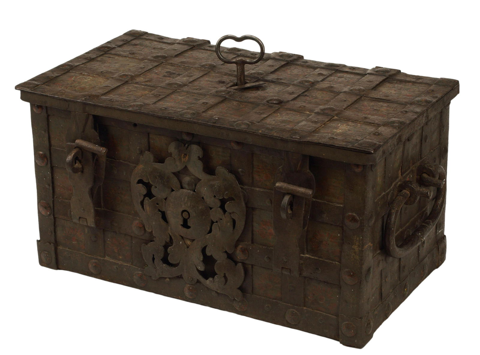 SPANISH IRON STRONG BOX, 17TH C. (1 of 5)