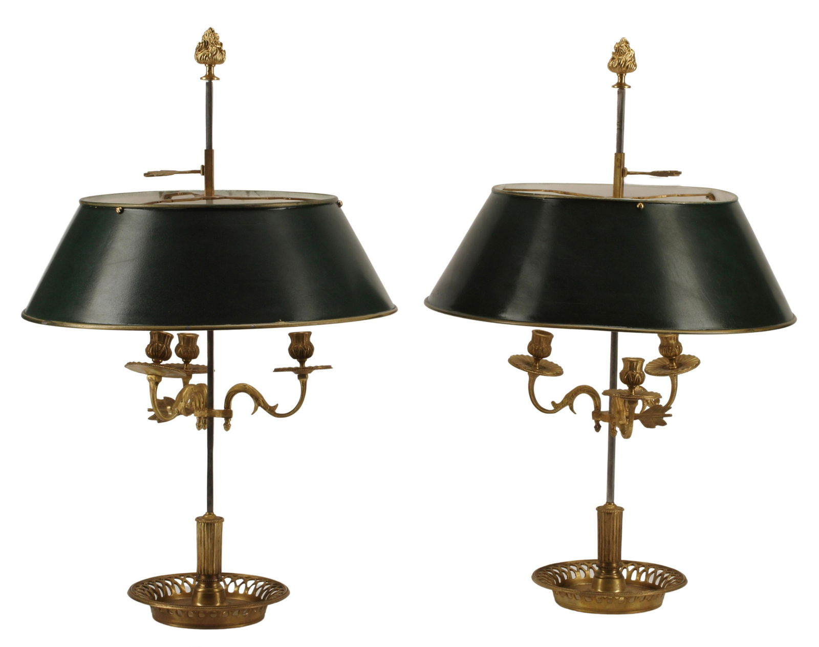 (2) FRENCH BRONZE DORE BOUILLOTTE CANDLE LAMPS (1 of 3)