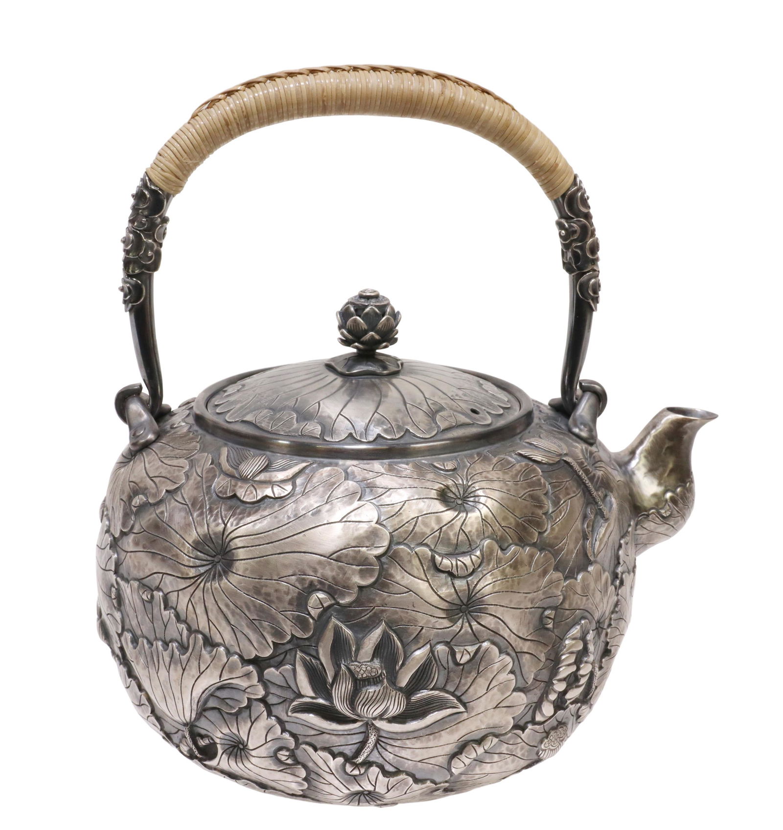 FINE JAPANESE MIYAMOTO SILVER REPOUSSE TEAPOT (1 of 6)