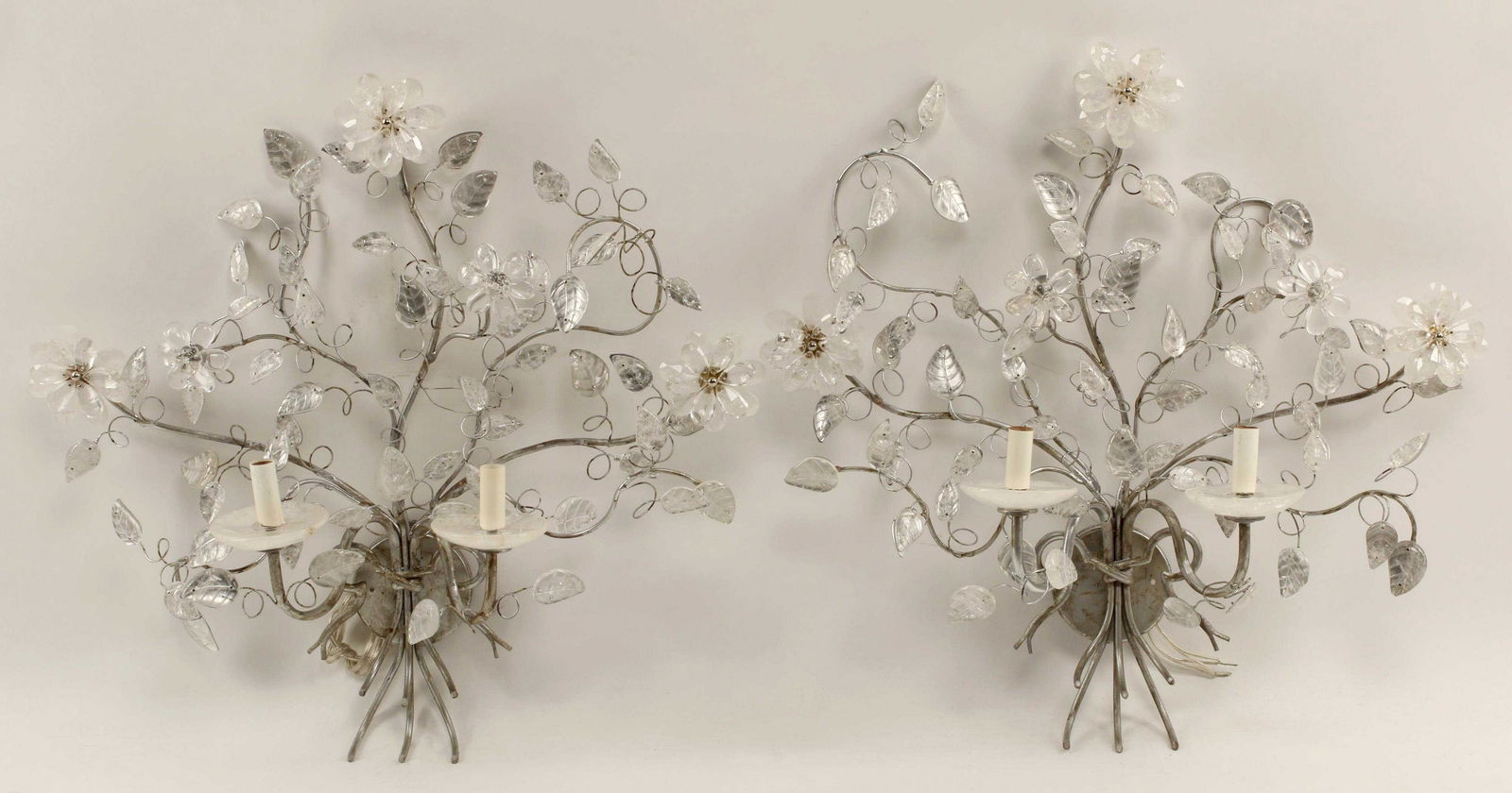 (2) MAISON BAGUES STYLE ROCK CRYSTAL 2-LT SCONCES (1 of 3)