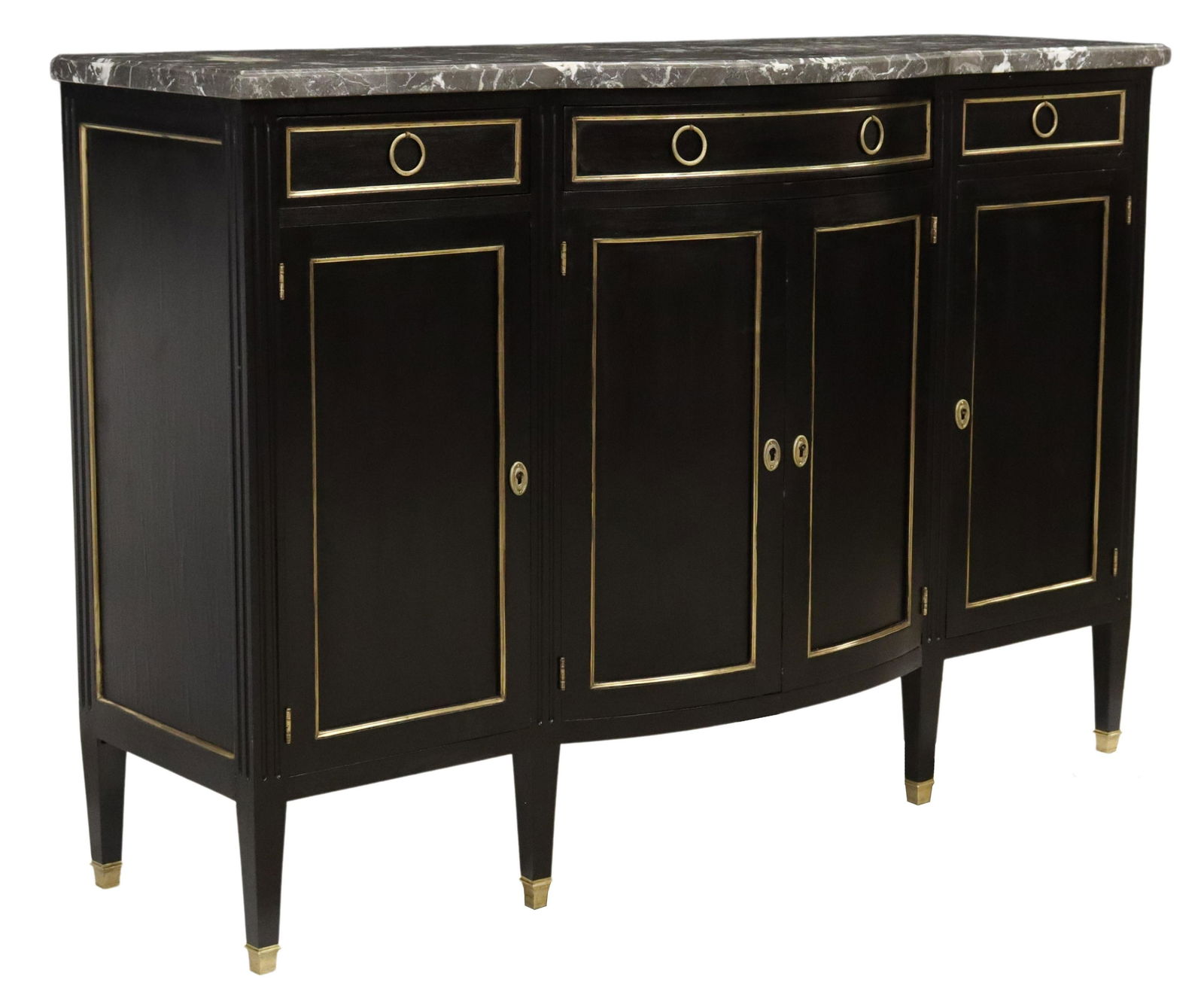 LOUIS XVI STYLE MARBLE-TOP EBONIZED SIDEBOARD (1 of 6)