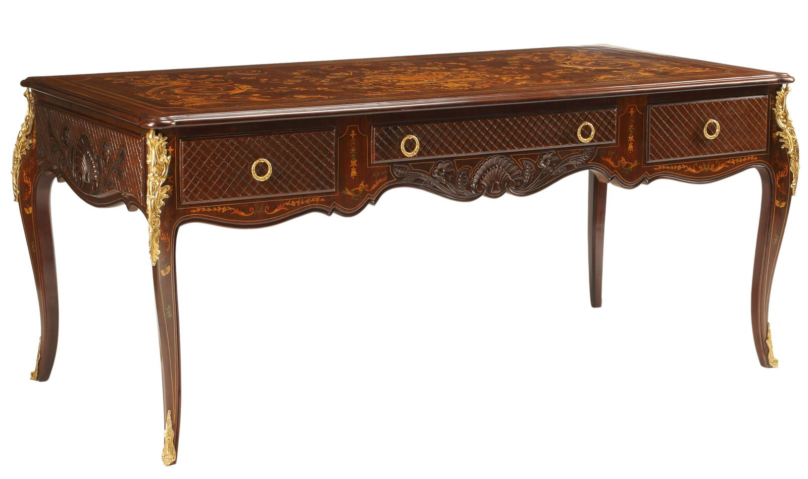 LARGE LOUIS XV STYLE ORMOLU MOUNTED BUREAU PLAT (1 of 4)