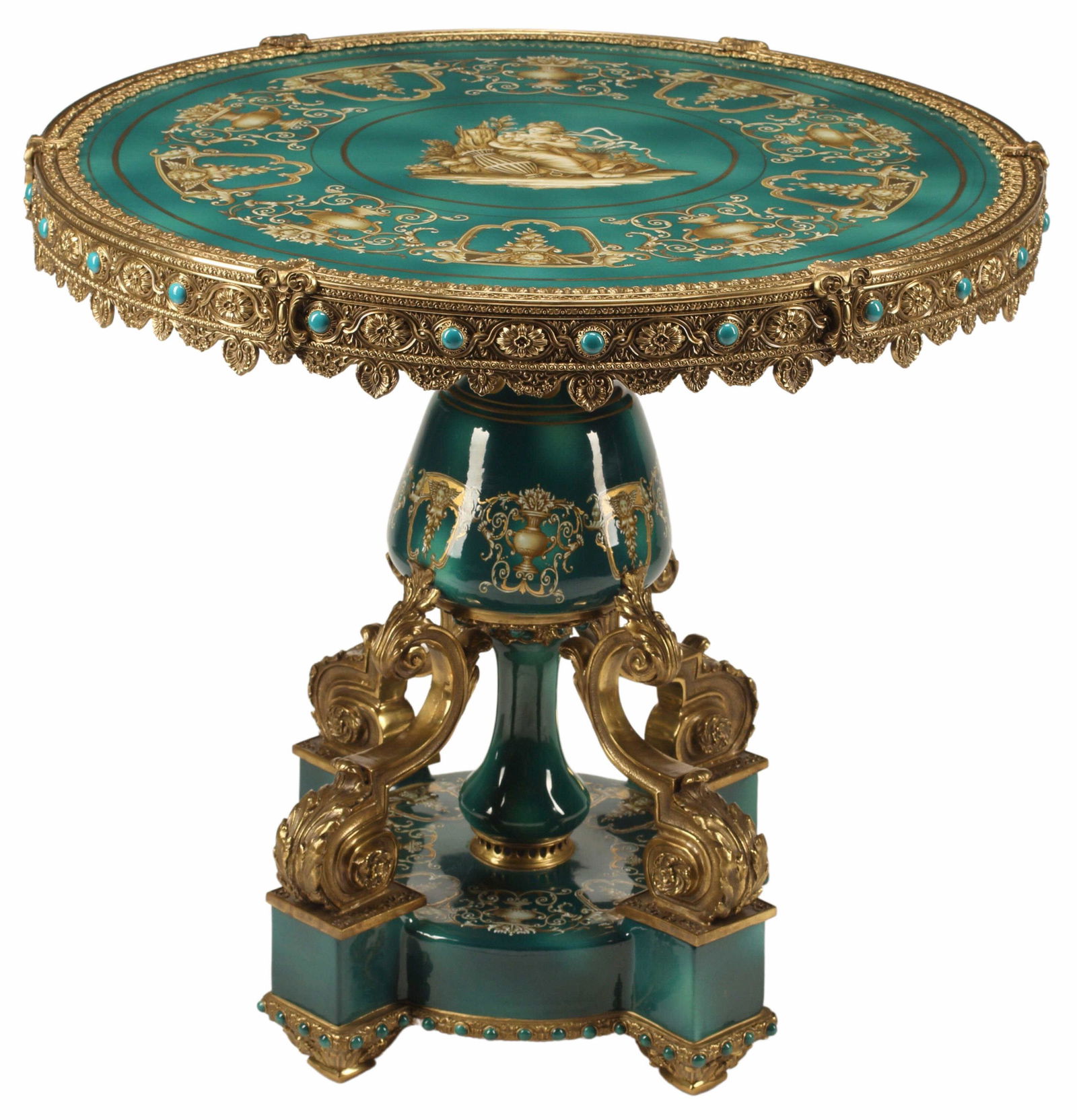 NEOCLASSICAL STYLE ORMOLU & PORCELAIN CENTER TABLE (1 of 4)