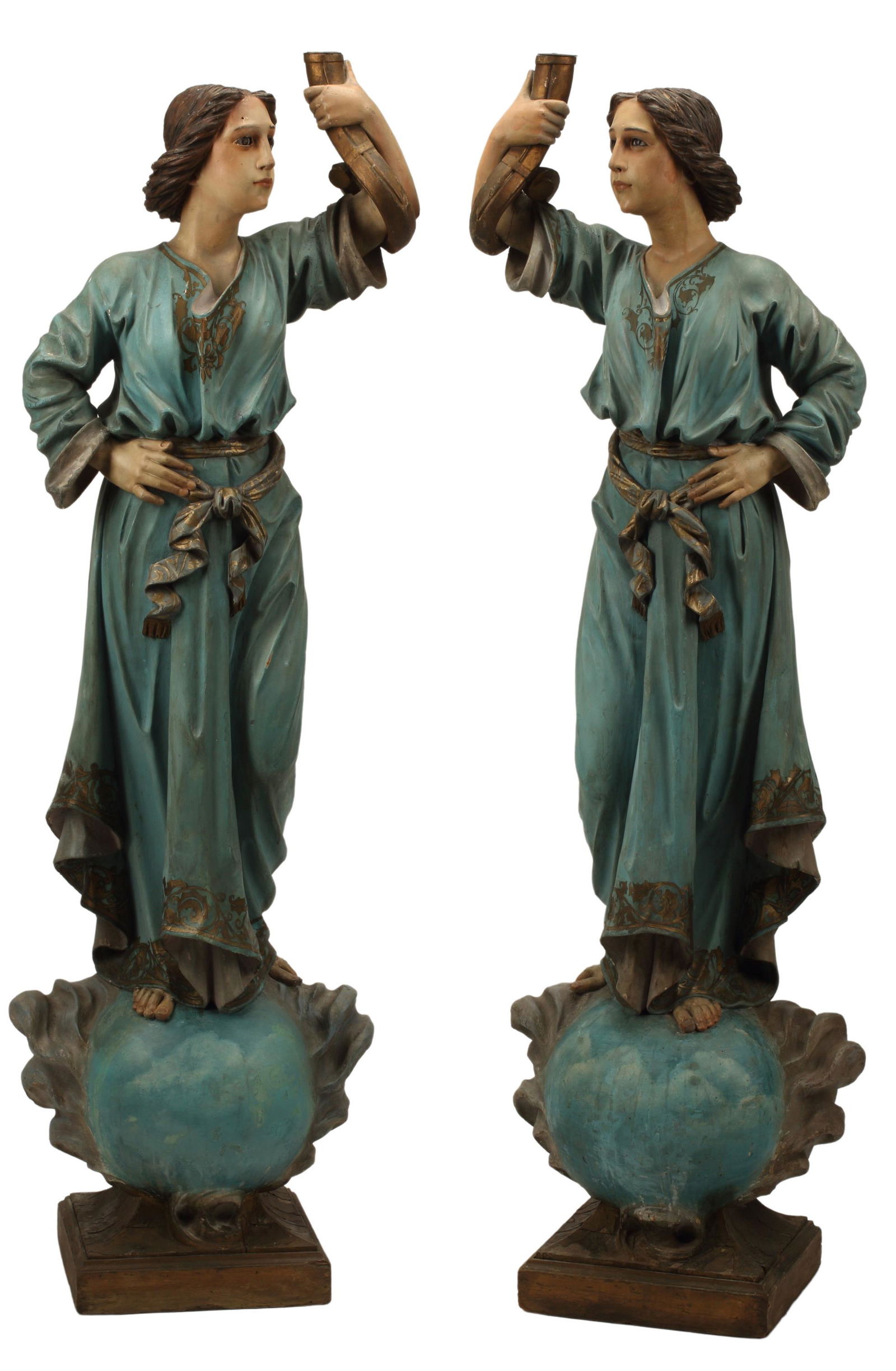 (2) CARVED & PAINTED WOOD FIGURAL TORCHIERES, 63"H (1 of 5)