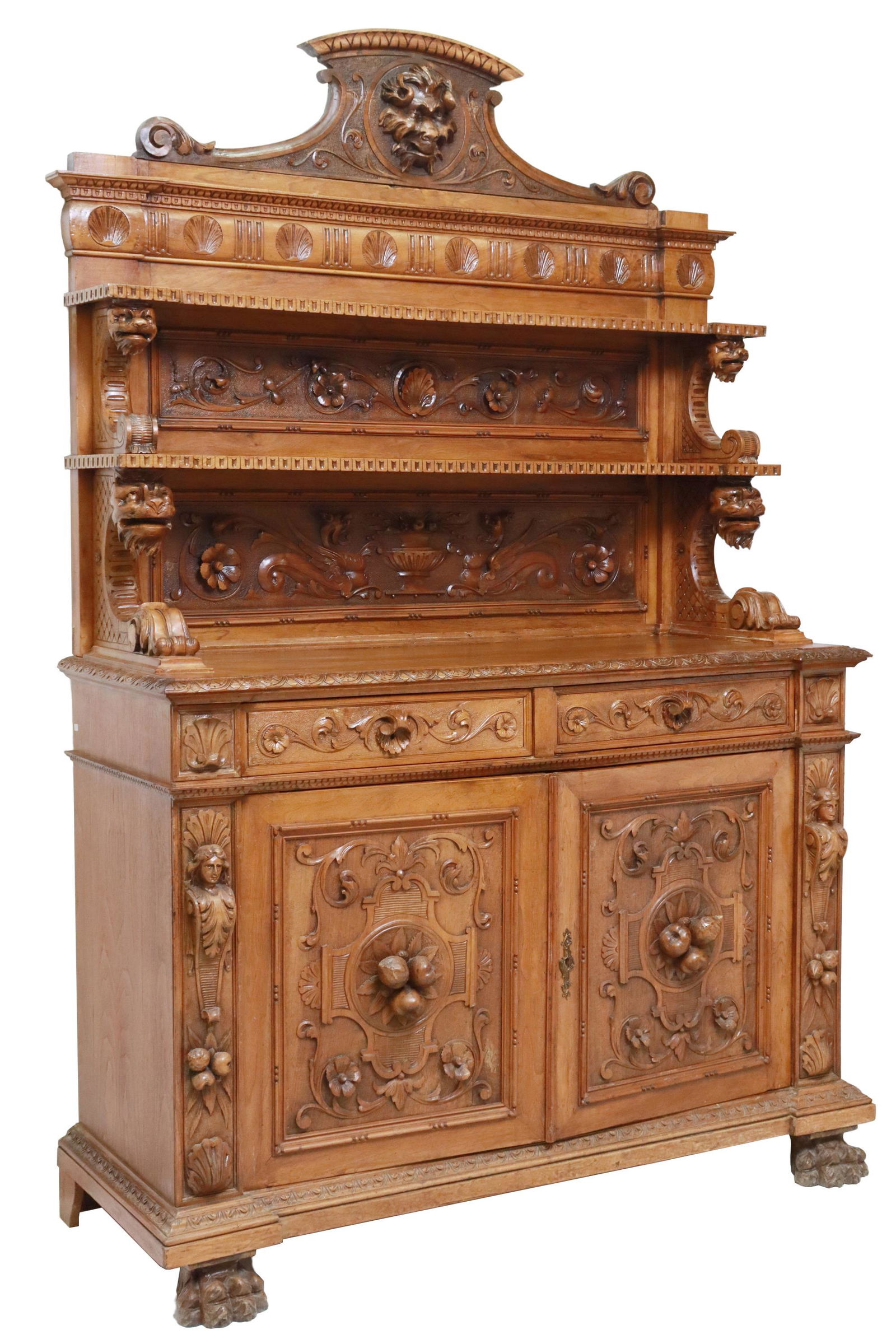 ITALIAN RENAISSANCE REVIVAL WALNUT SIDEBOARD (1 of 8)