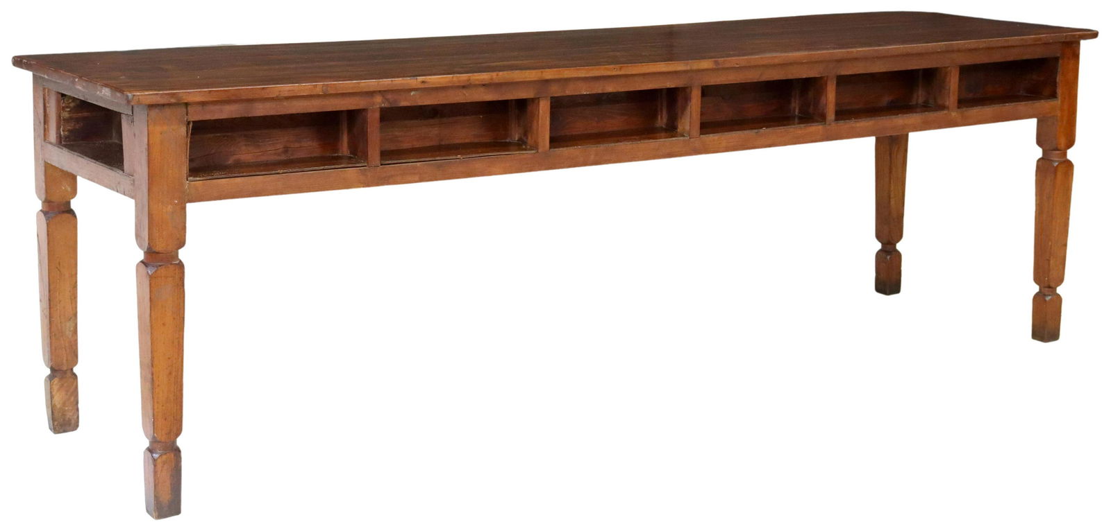 CONTINENTAL WORK TABLE WITH 14 CUBBIES, 98"L (1 of 4)