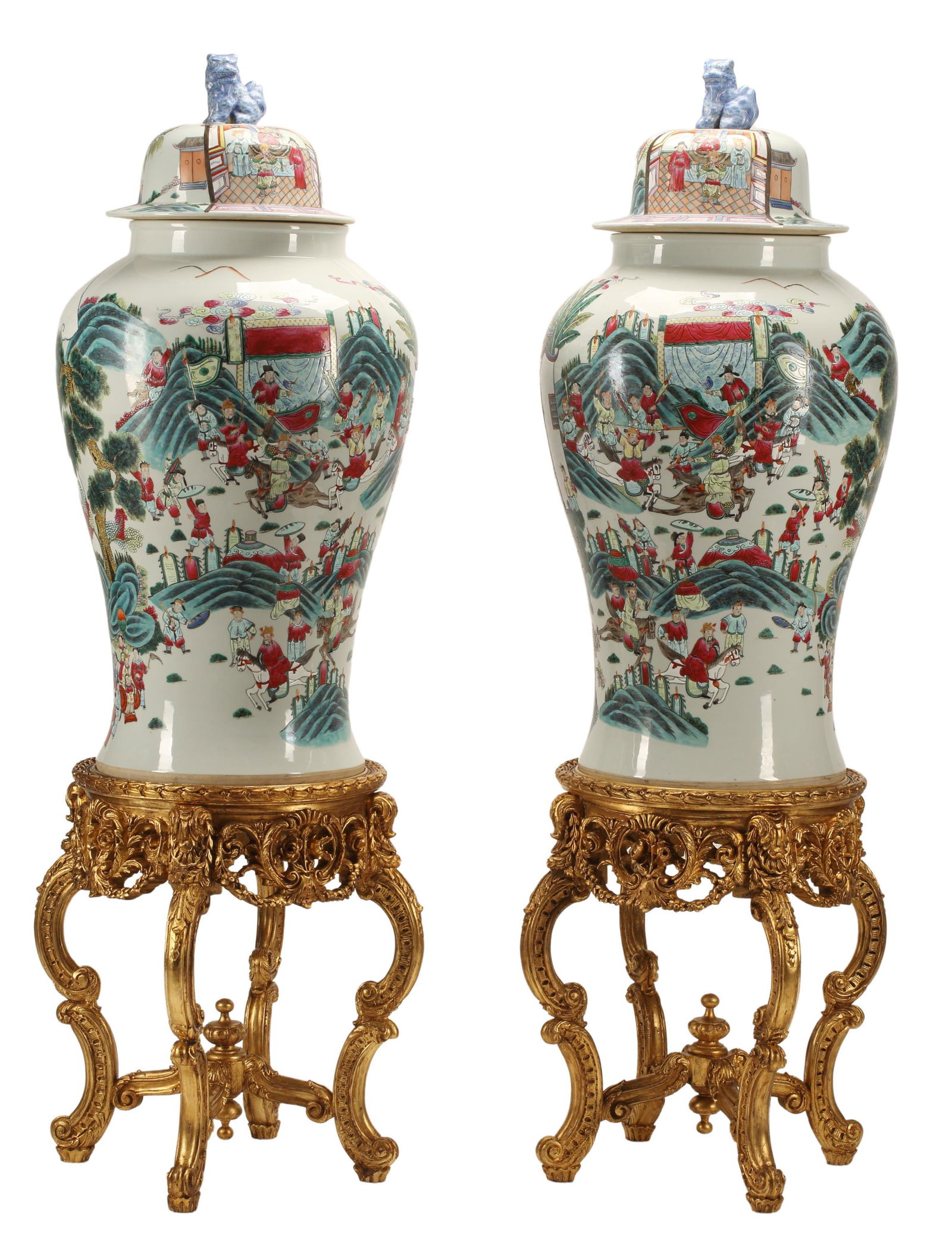 (2) MONUMENTAL CHINESE PORCELAIN URNS ON STANDS Oct 16, 2022 Austin Auction Gallery in TX