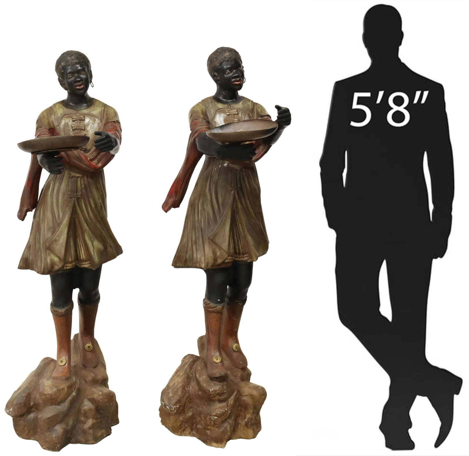 2) NEAR LIFE-SIZE PAINTED METAL BLACKAMOOR FIGURES (1 of 5)