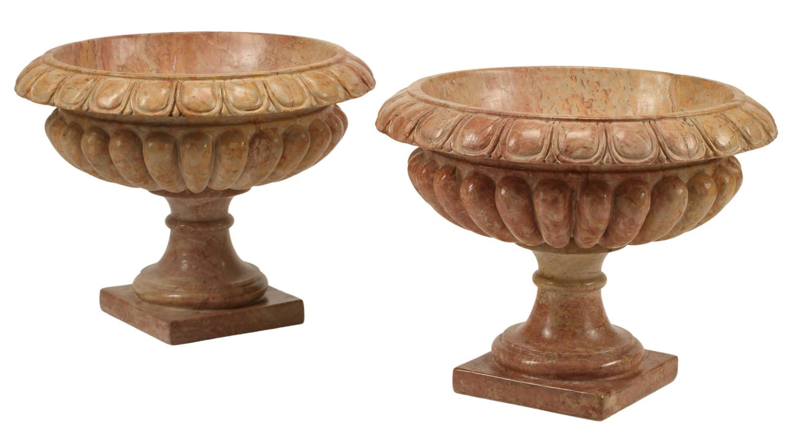 (2) NEOCLASSICAL STYLE VARIEGATED MARBLE TAZZAS (1 of 3)