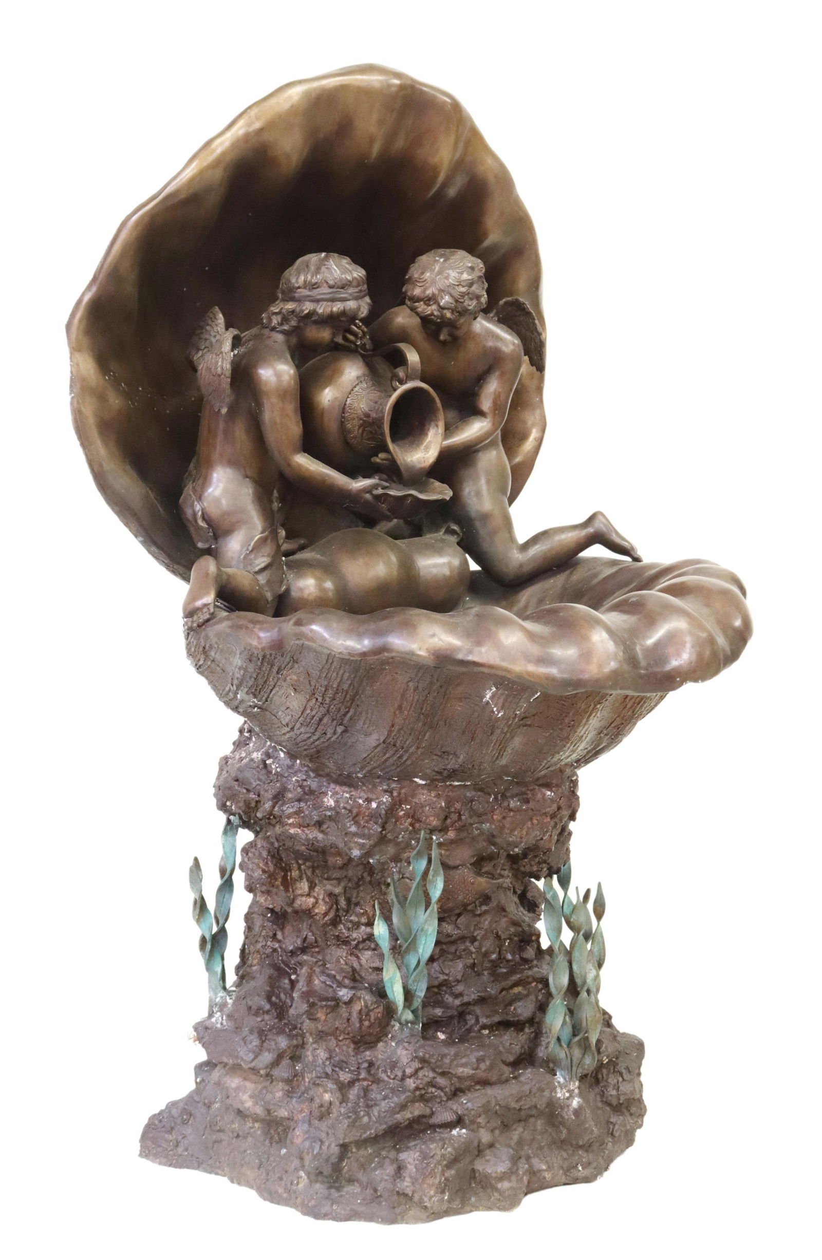 BRONZE FOUNTAIN WINGED FIGURES POURING WATER 61"H (1 of 6)
