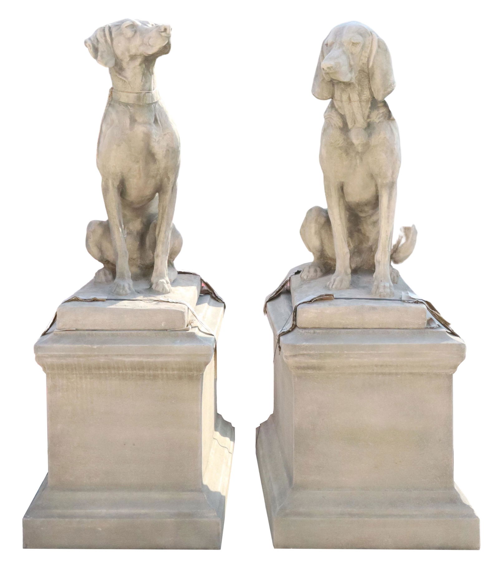 (2) MONUMENTAL CAST STONE GARDEN STATUARY, DOGS (1 of 4)
