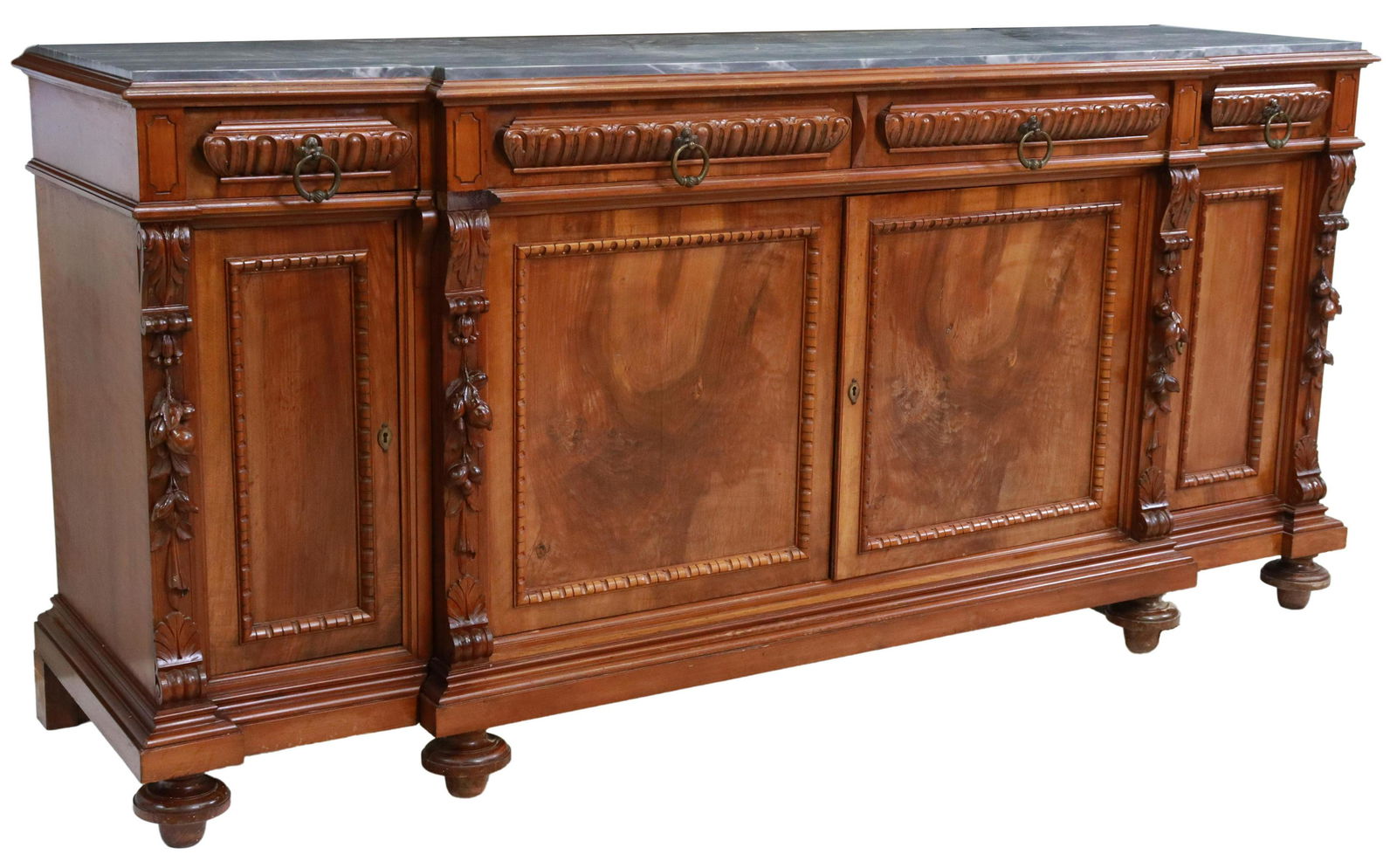 ITALIAN MARBLE-TOP WALNUT SIDEBOARD (1 of 6)