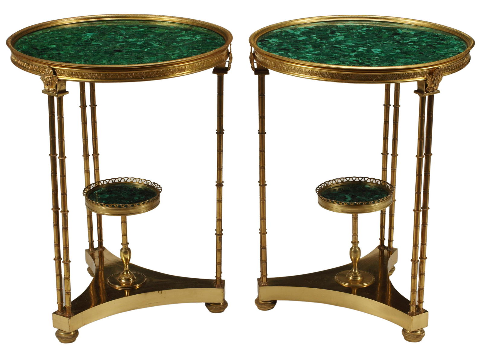 2) NEOCLASSICAL STYLE BRONZE & MALACHITE GUERIDONS (1 of 4)