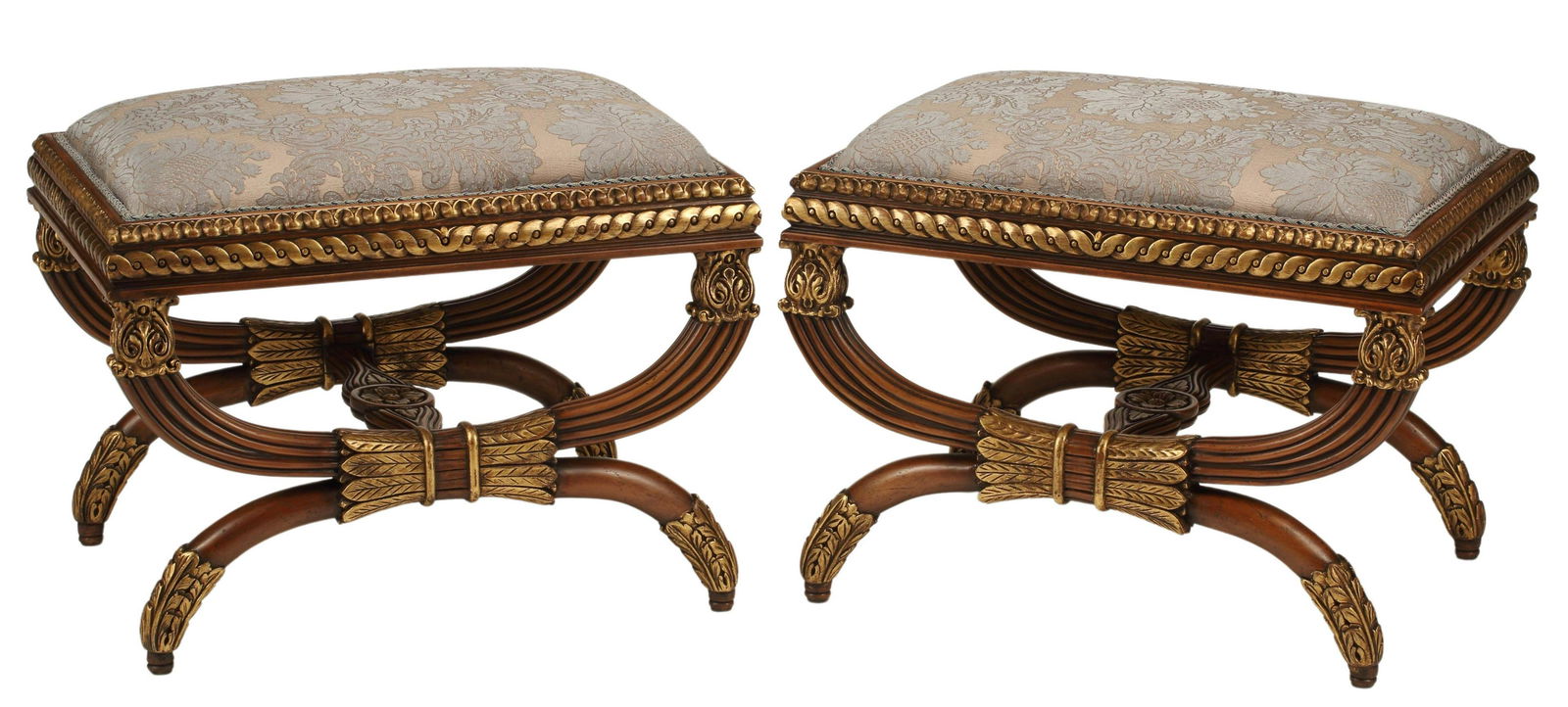 (2) NEOCLASSICAL STYLE PARCEL GILT CURULE BENCHES (1 of 4)