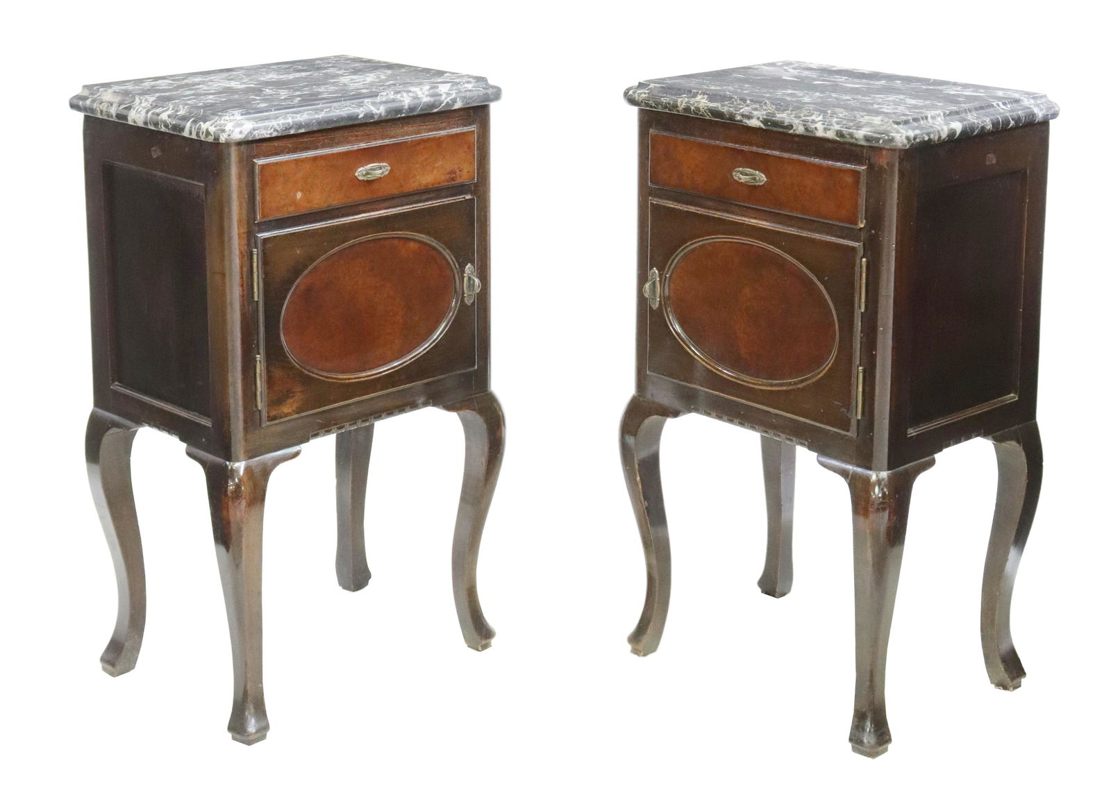 (2) ITALIAN MARBLE-TOP BEDSIDE CABINETS (1 of 6)