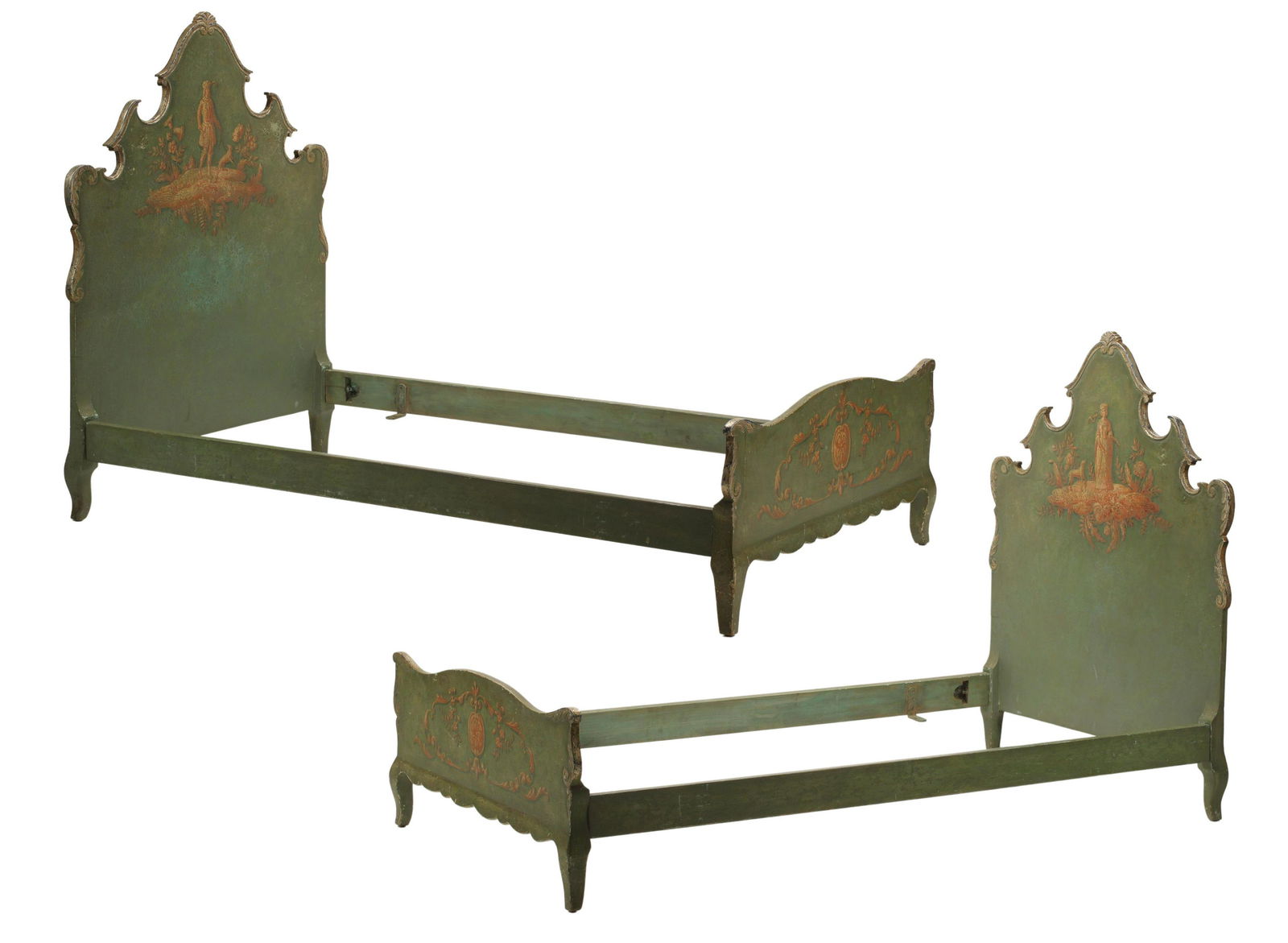 (2) ITALIAN PAINT DECORATED BEDS (1 of 8)