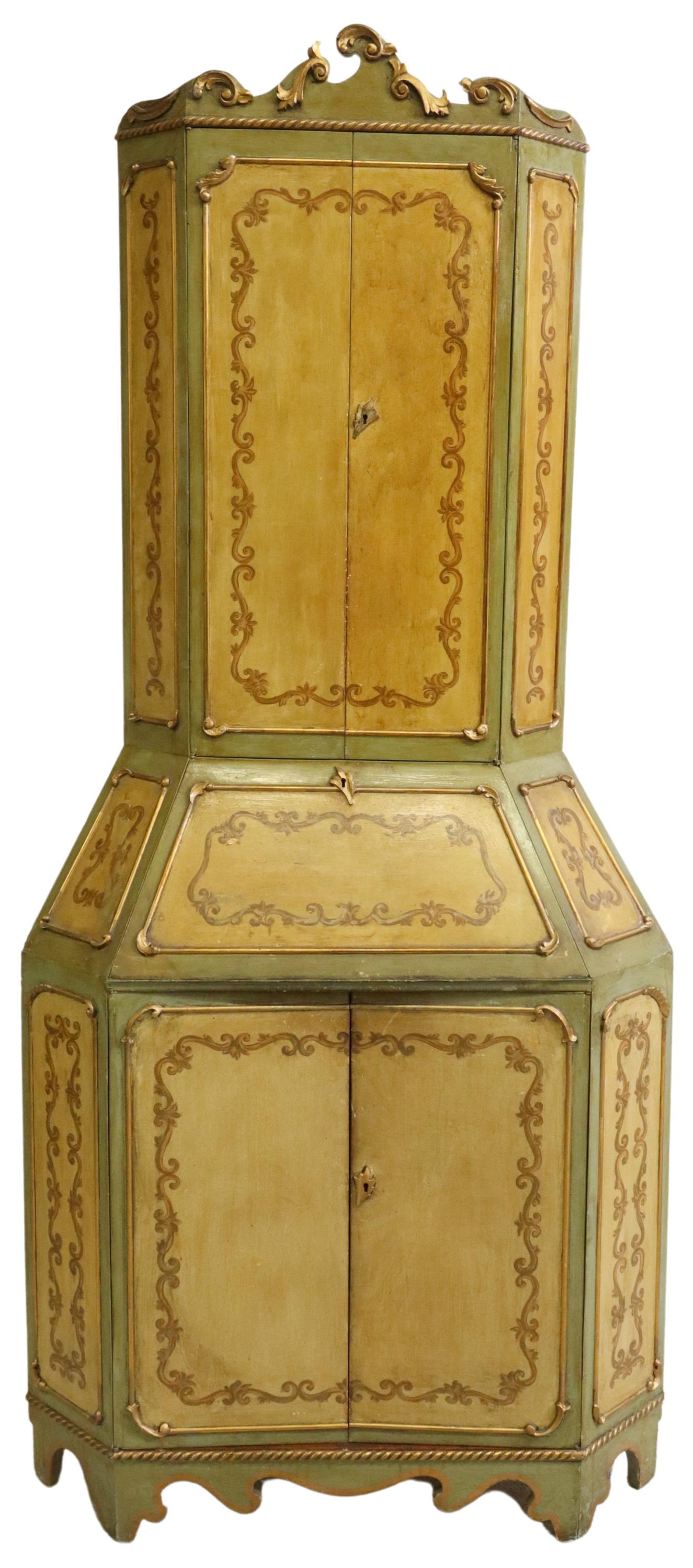 ITALIAN VENETIAN PAINT DECORATED CORNER CABINET (1 of 5)