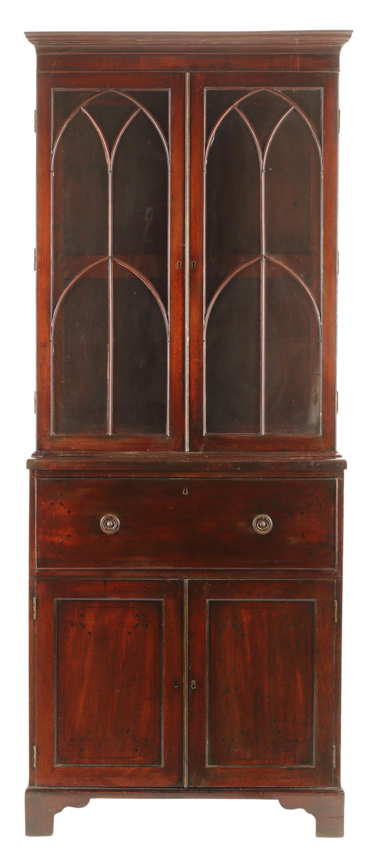 ENGLISH REGENCY MAHOGANY SECRETARY BOOKCASE (1 of 5)