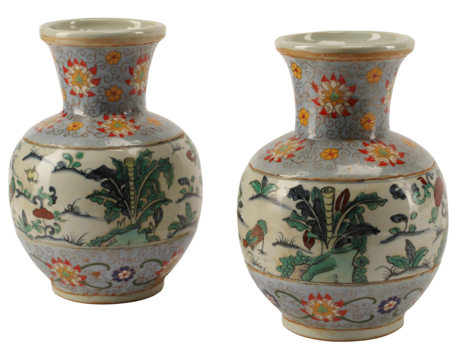 (2) CHINESE CLOISONNE OVER PORCELAIN VASES (1 of 3)