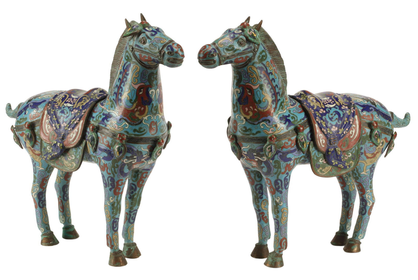 (2) CHINESE CLOISONNE ENAMEL HORSES (1 of 5)