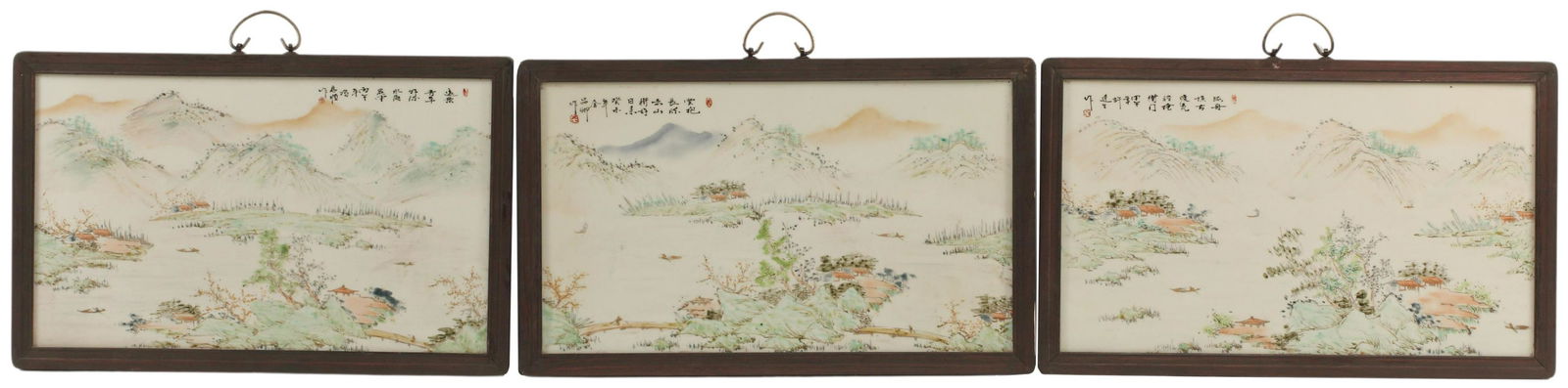 (3) FRAMED CHINESE PORCELAIN PLAQUES (1 of 4)