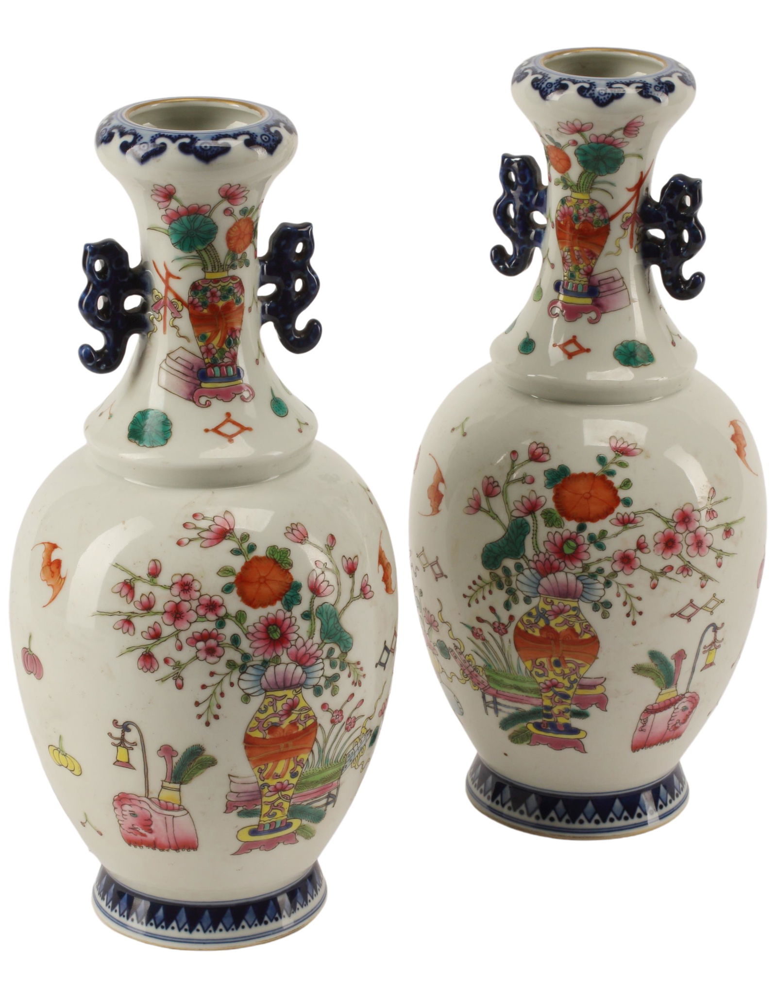 (2) CHINESE PORCELAIN HANDLED VASES (1 of 4)