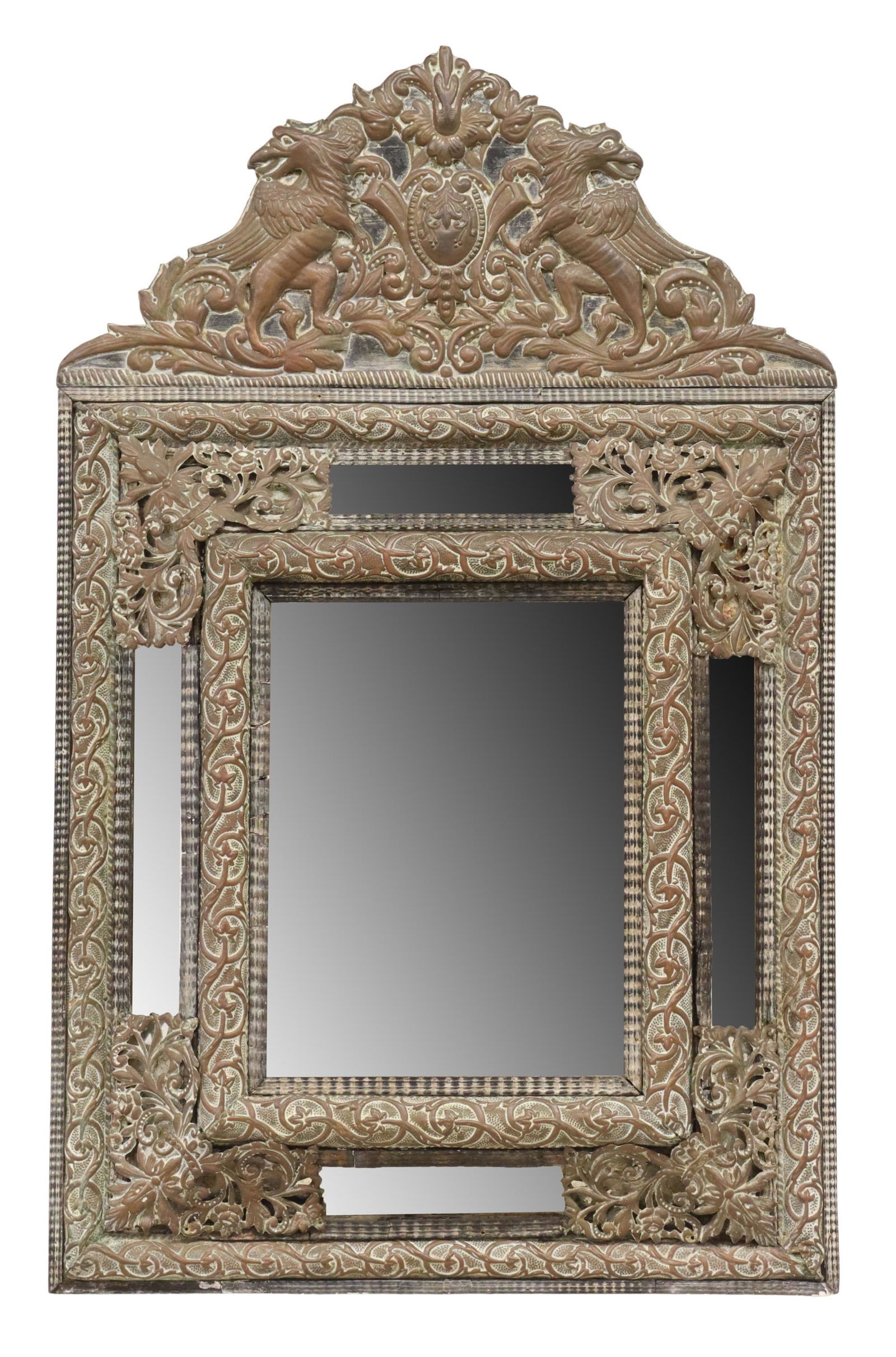 DUTCH BAROQUE STYLE REPOUSSE CUSHION MIRROR (1 of 4)