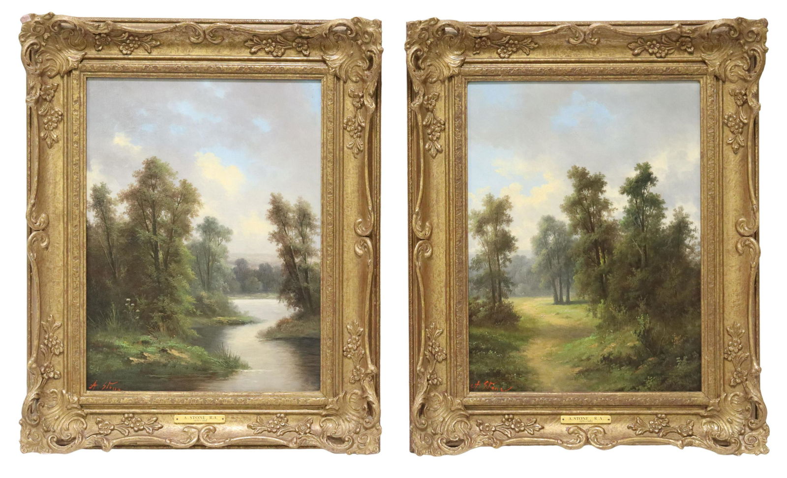 (2) ADA STONE (19TH/ 20TH C.) LANDSCAPE PAINTINGS (1 of 7)