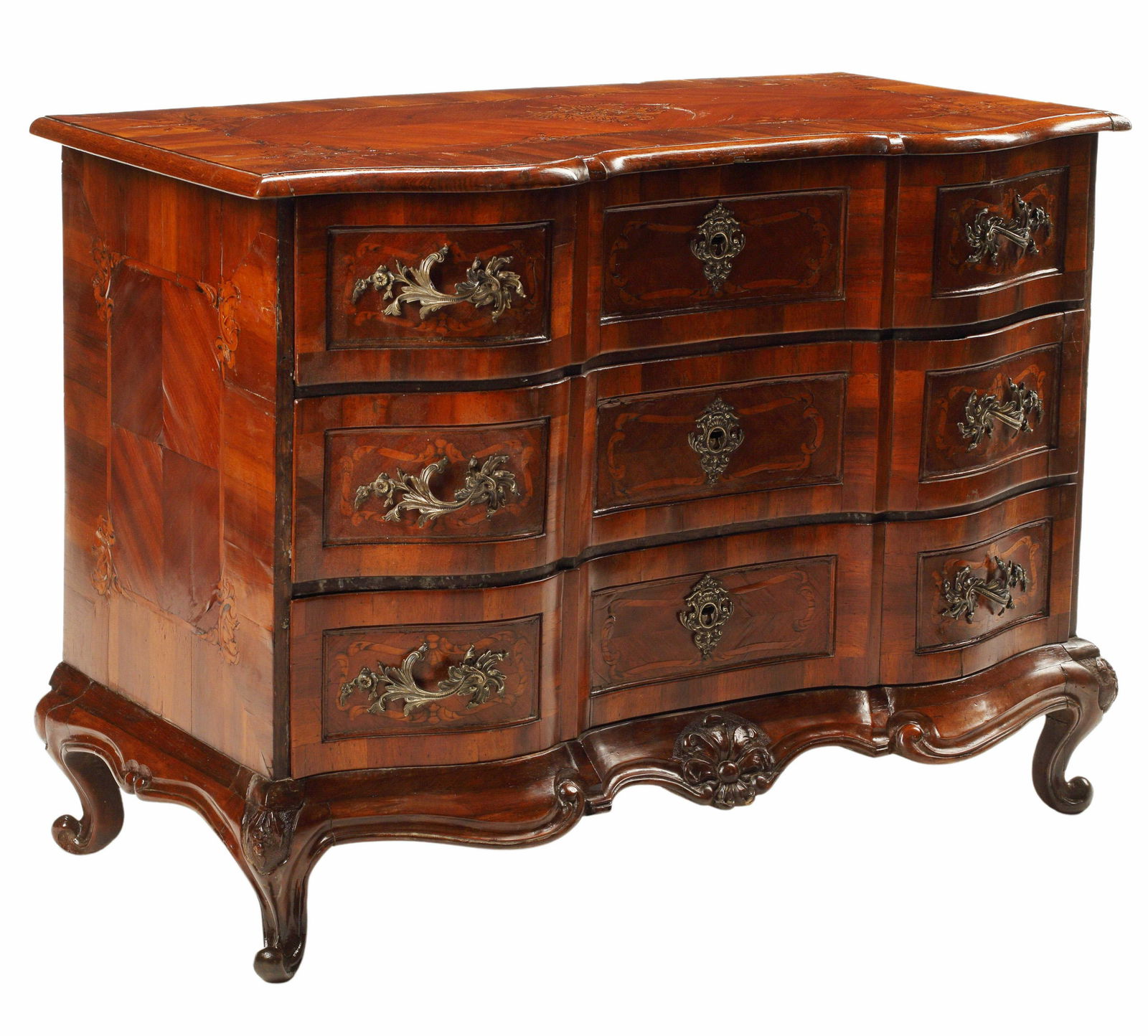 CONTINENTAL INLAID CHEST OF DRAWERS (1 of 3)