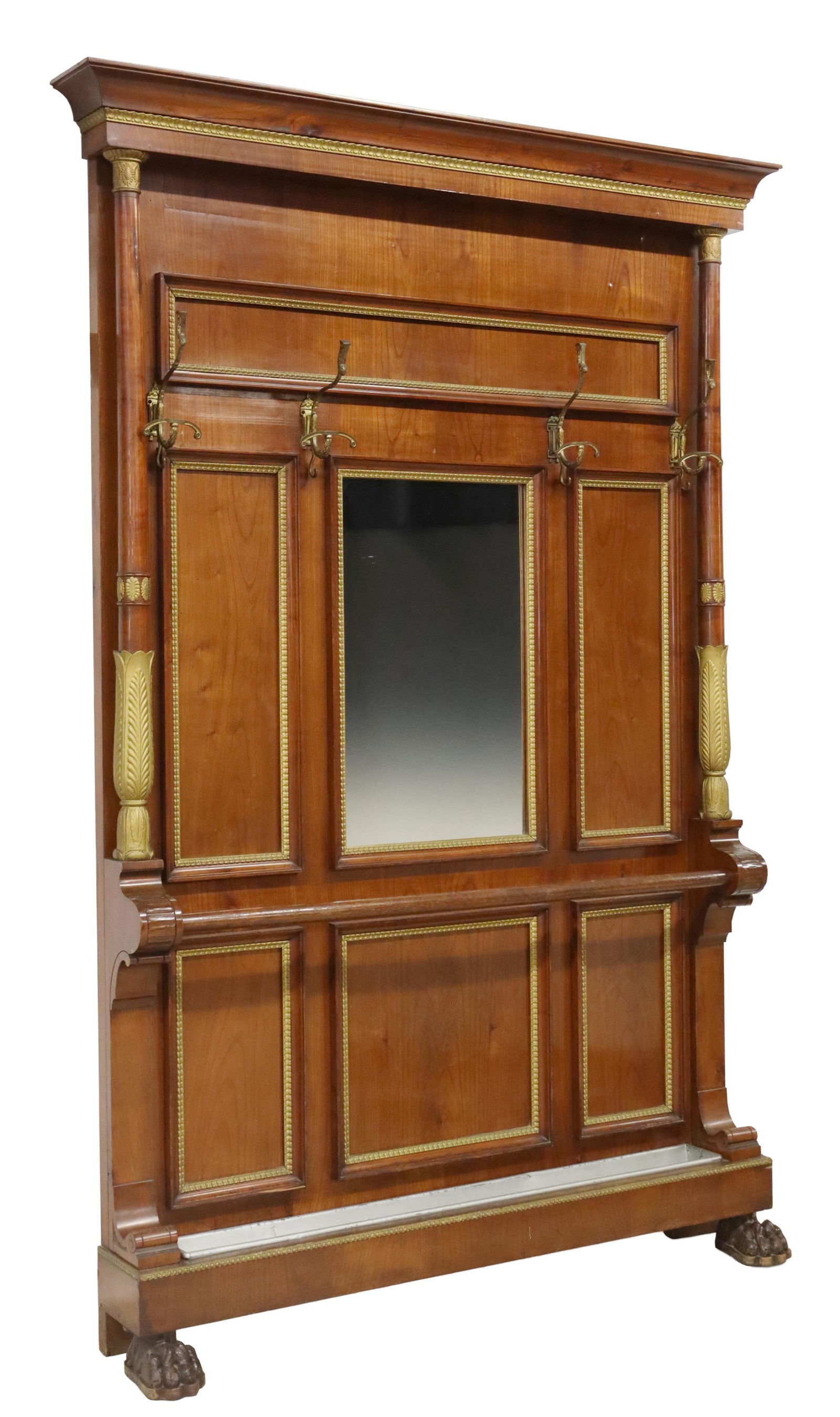 ITALIAN EMPIRE STYLE PARCEL GILT HALL TREE (1 of 4)