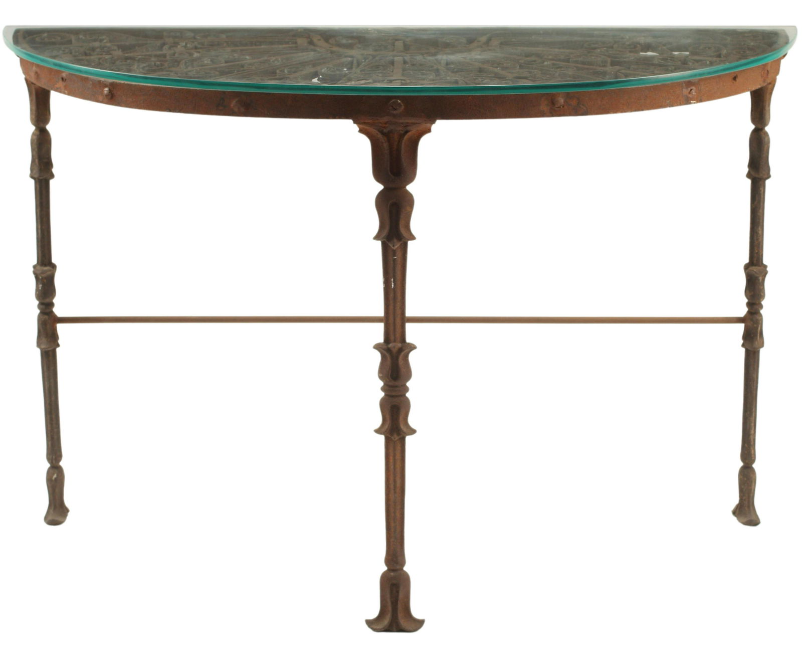 WROUGHT IRON DEMILUNE CONSOLE TABLE (1 of 3)